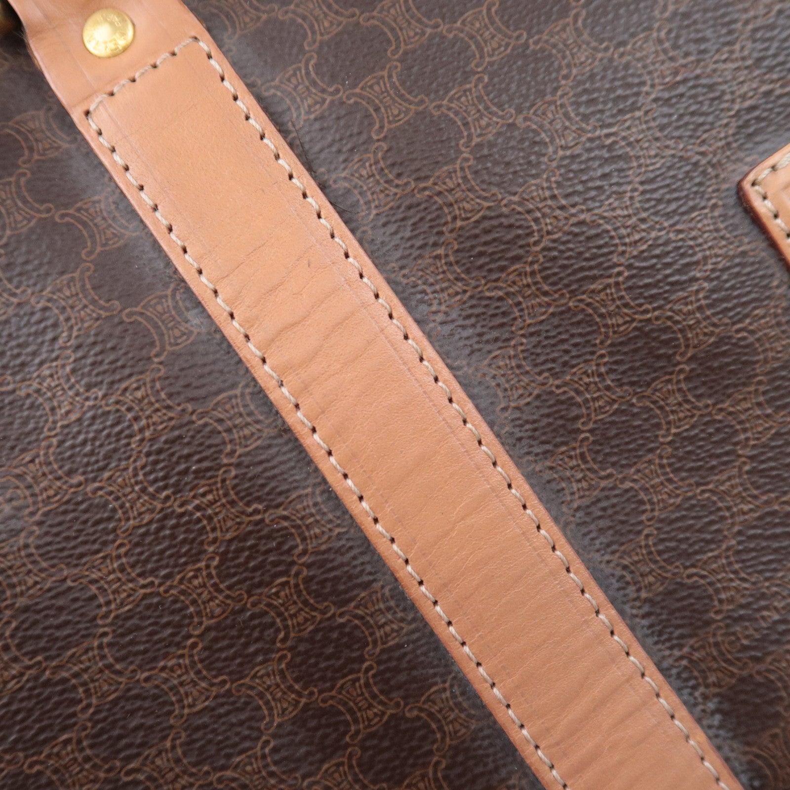 CELINE Macadam PVC Leather Boston Bag Brown