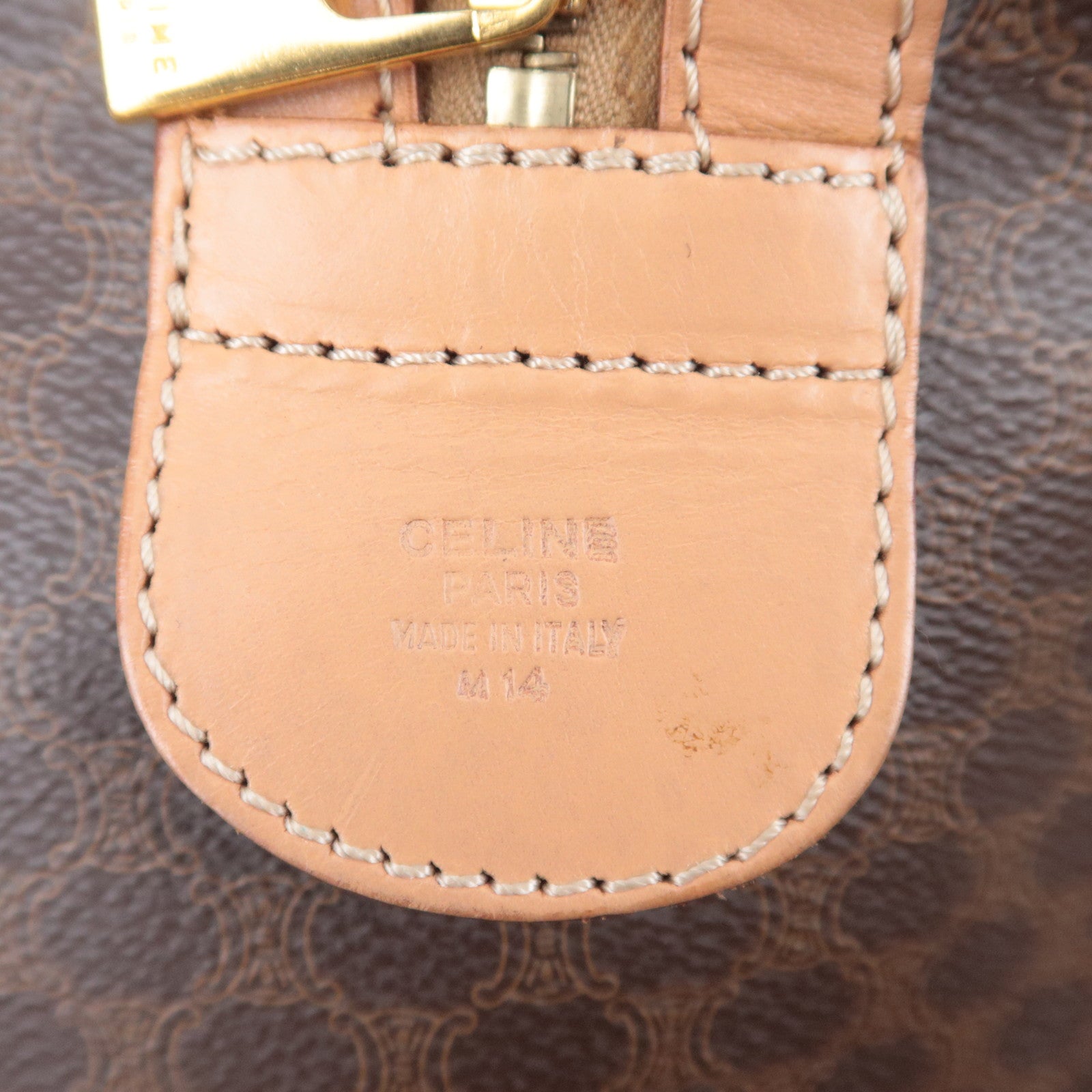 CELINE Macadam PVC Leather Boston Bag Brown