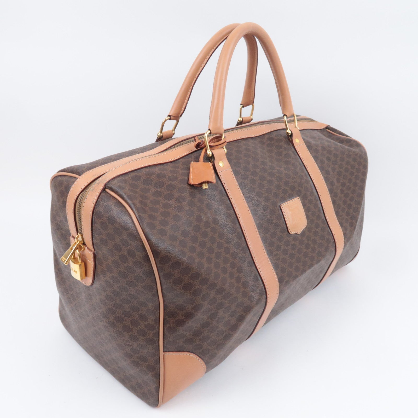 CELINE Macadam PVC Leather Boston Bag Brown