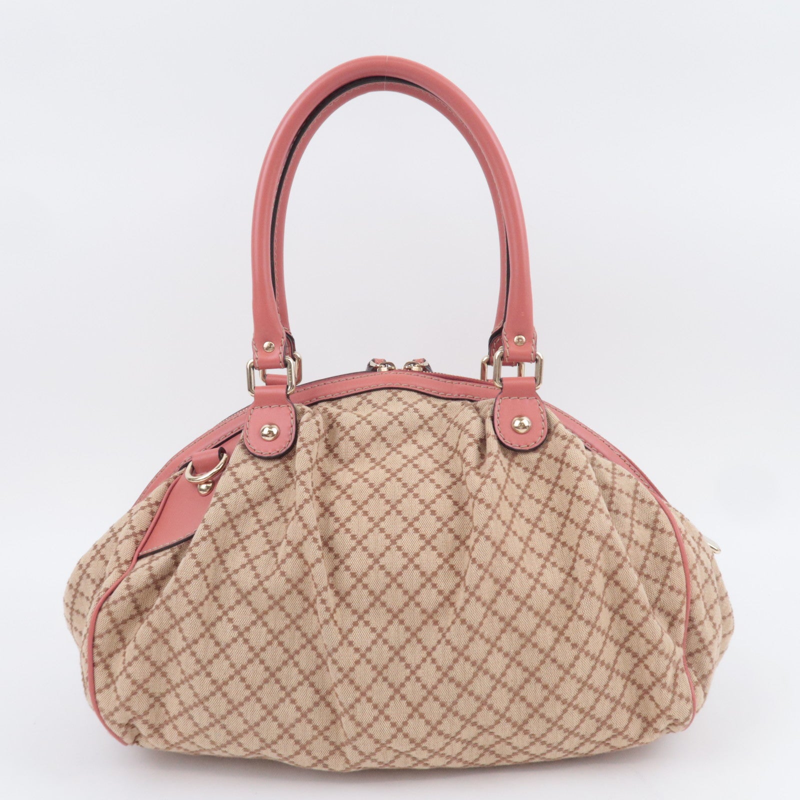 GUCCI Sukey Diamante Canvas Shoulder Bag Beige Pink 223974