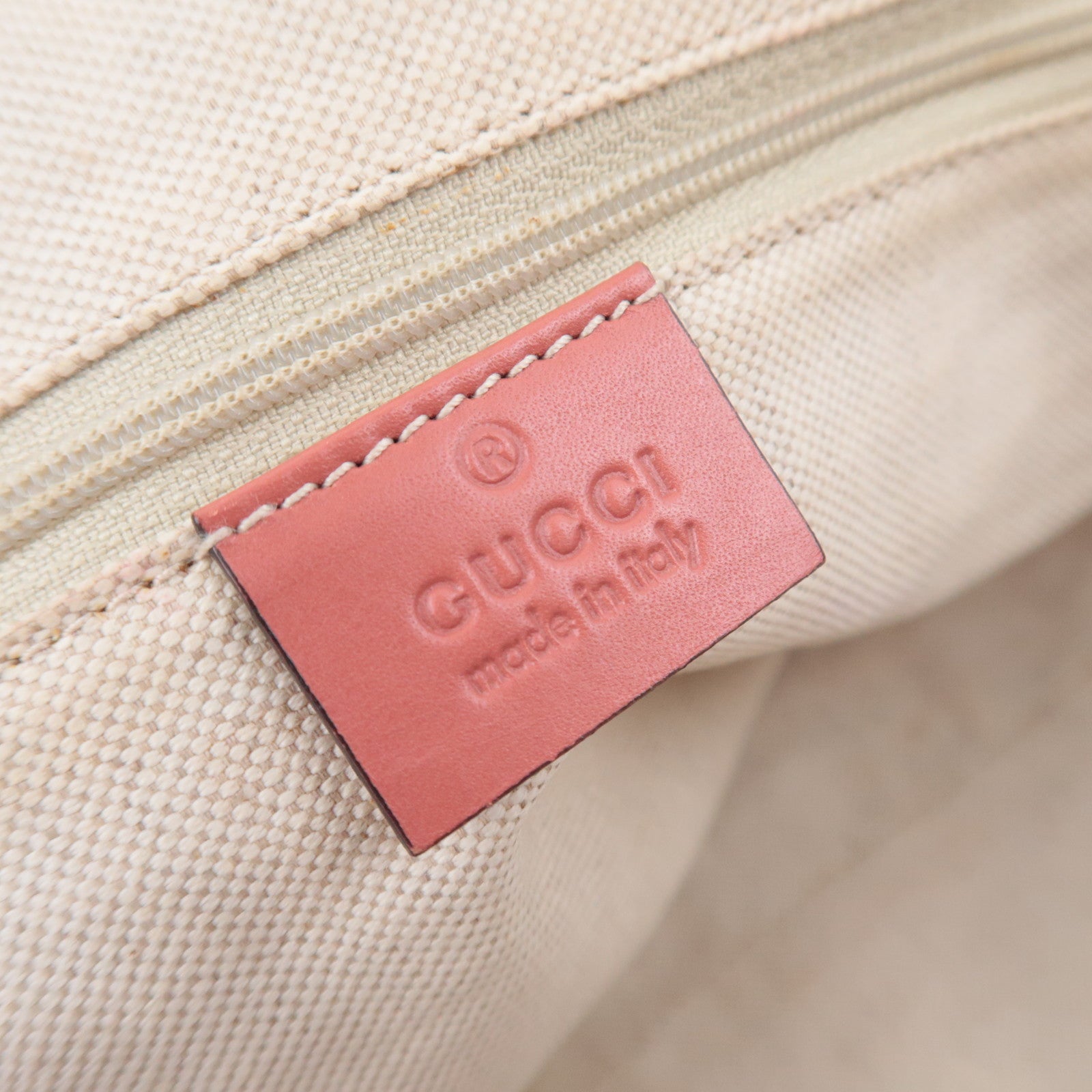 GUCCI Sukey Diamante Canvas Shoulder Bag Beige Pink 223974