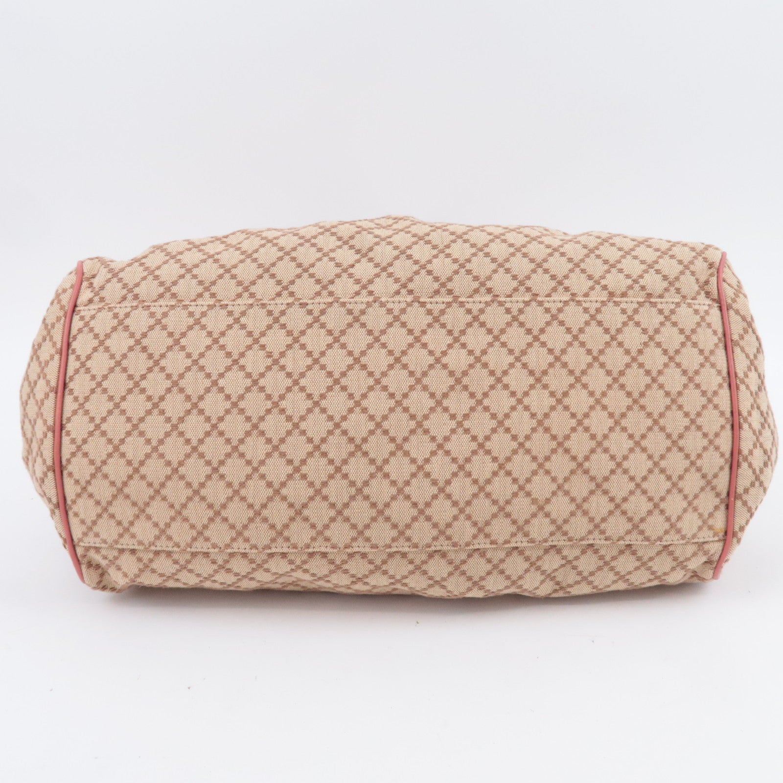 GUCCI Sukey Diamante Canvas Shoulder Bag Beige Pink 223974