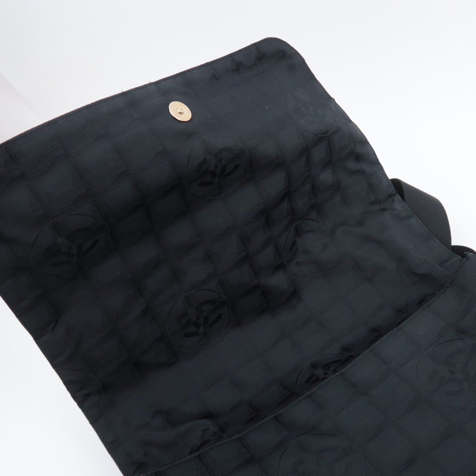 CHANEL New Travel Line Nylon Jacquard Shoulder Bag Black
