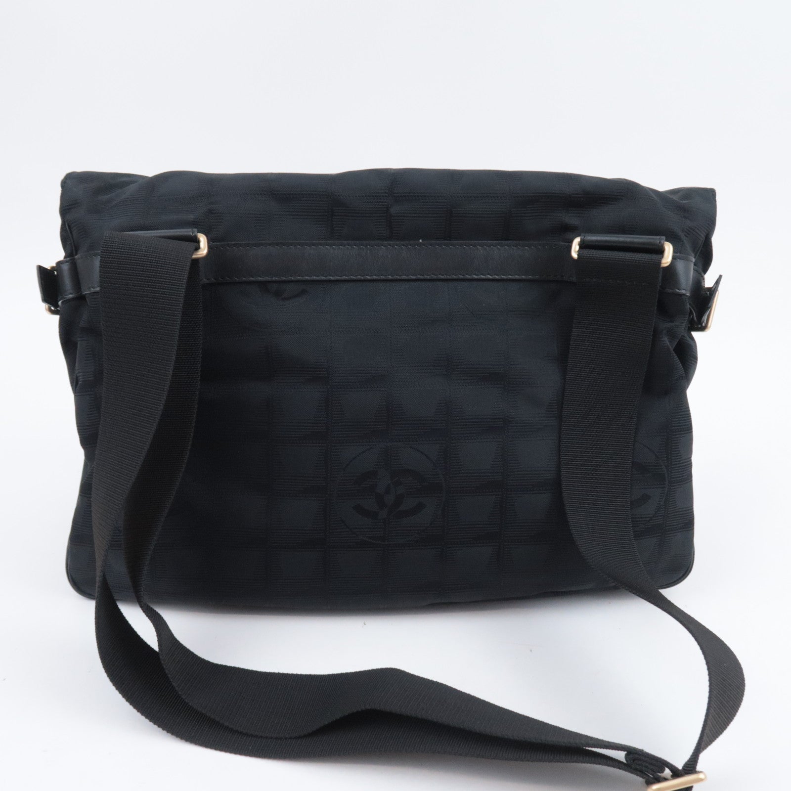 CHANEL New Travel Line Nylon Jacquard Shoulder Bag Black