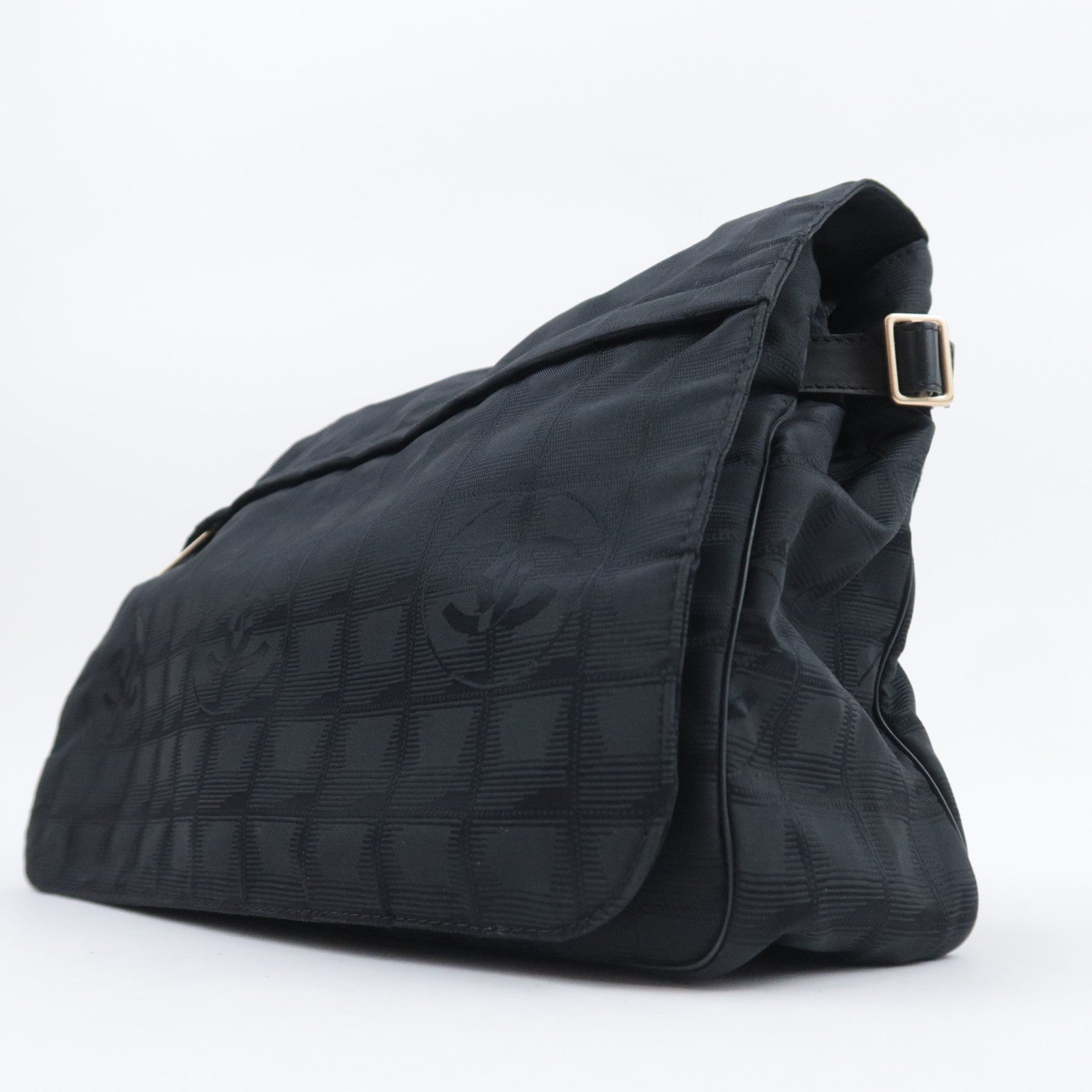 CHANEL New Travel Line Nylon Jacquard Shoulder Bag Black