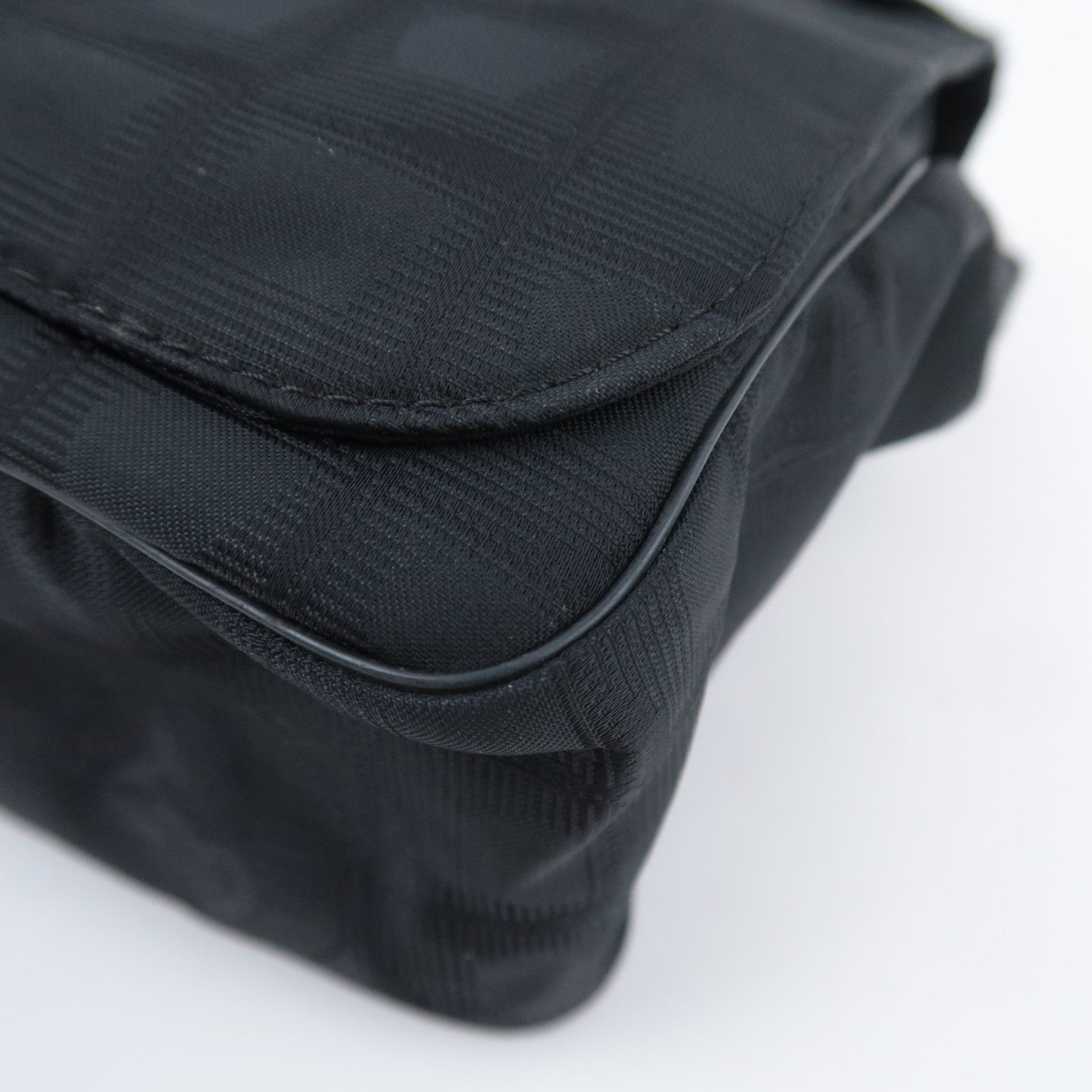 CHANEL New Travel Line Nylon Jacquard Shoulder Bag Black