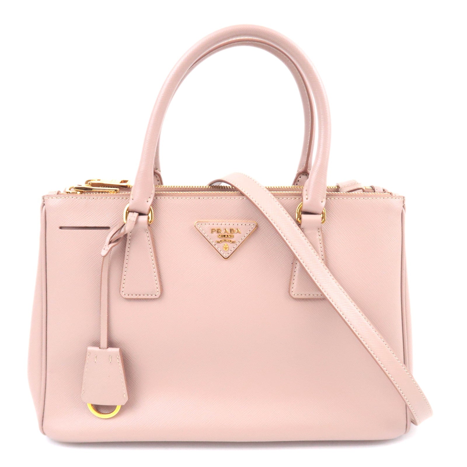 PRADA Galleria Saffiano 2Way Leather Handbag Pink Beige BN180191617