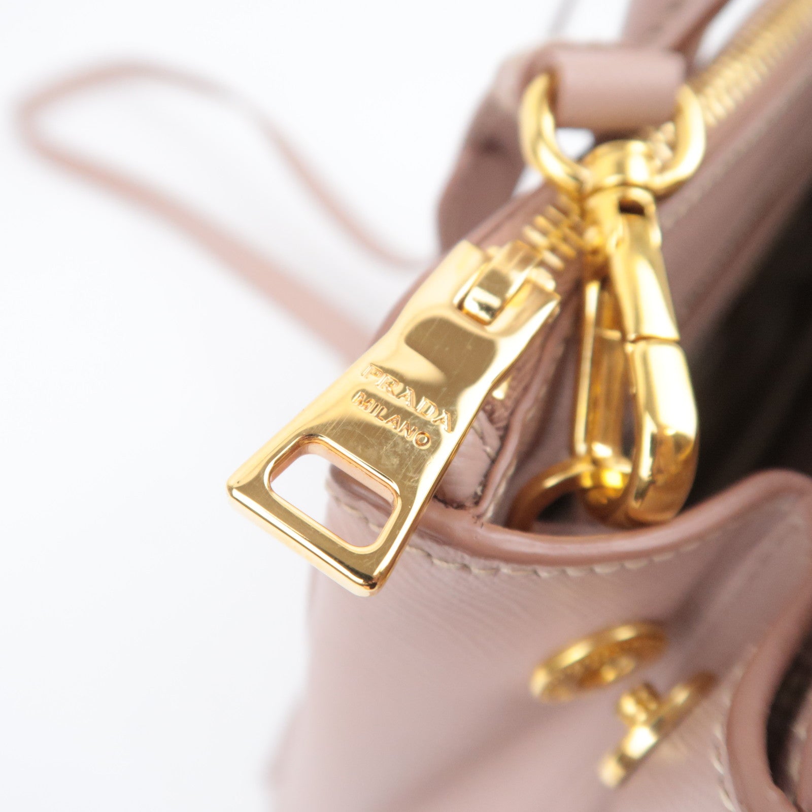 PRADA Galleria Saffiano 2Way Leather Handbag Pink Beige BN1801