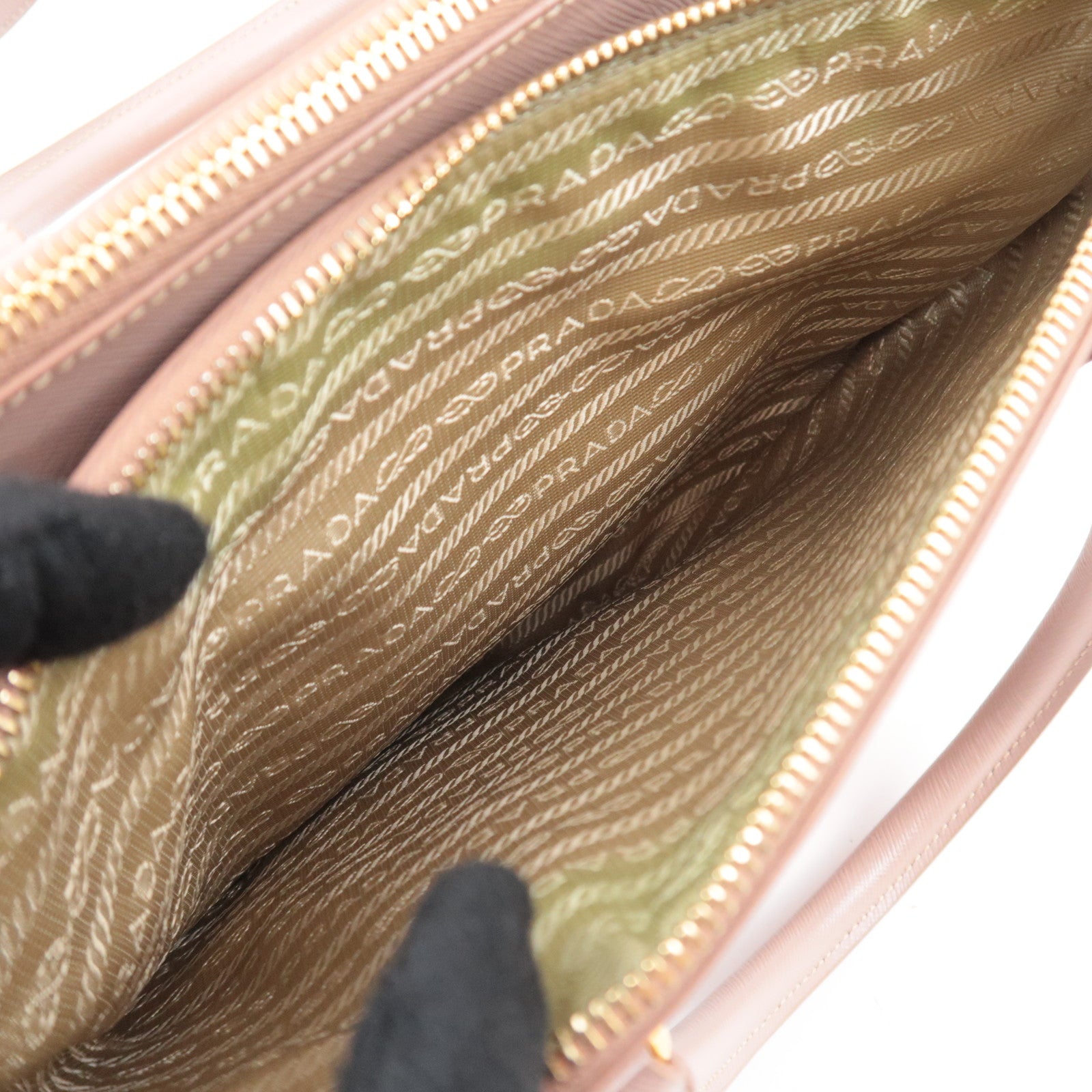PRADA Galleria Saffiano 2Way Leather Handbag Pink Beige BN1801