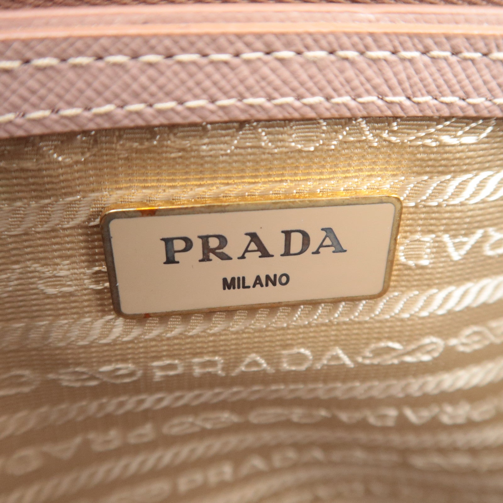 PRADA Galleria Saffiano 2Way Leather Handbag Pink Beige BN1801