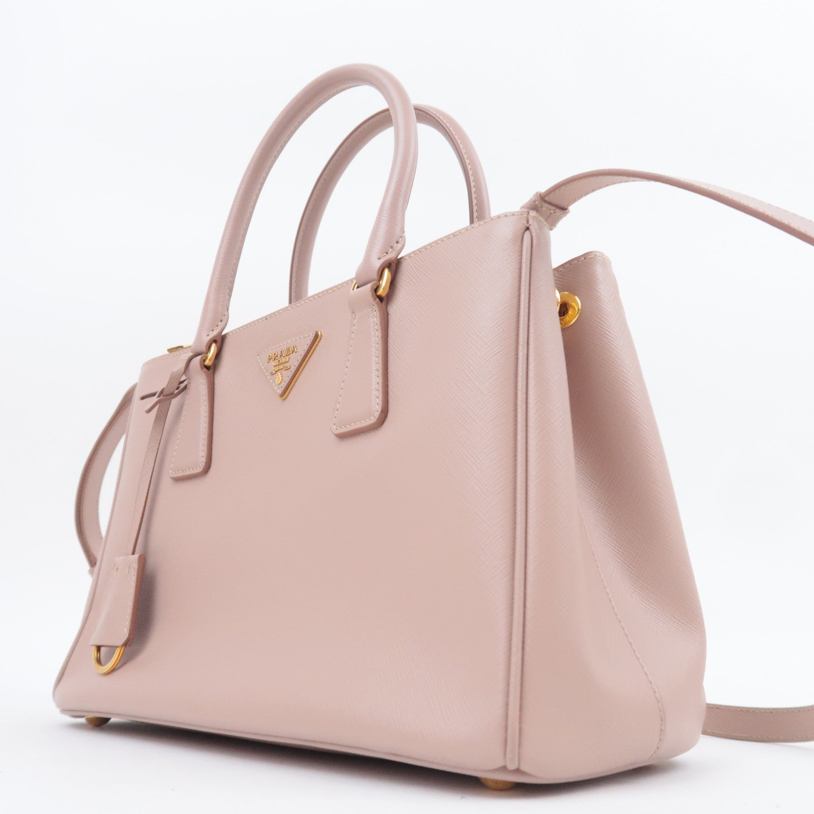 PRADA Galleria Saffiano 2Way Leather Handbag Pink Beige BN1801