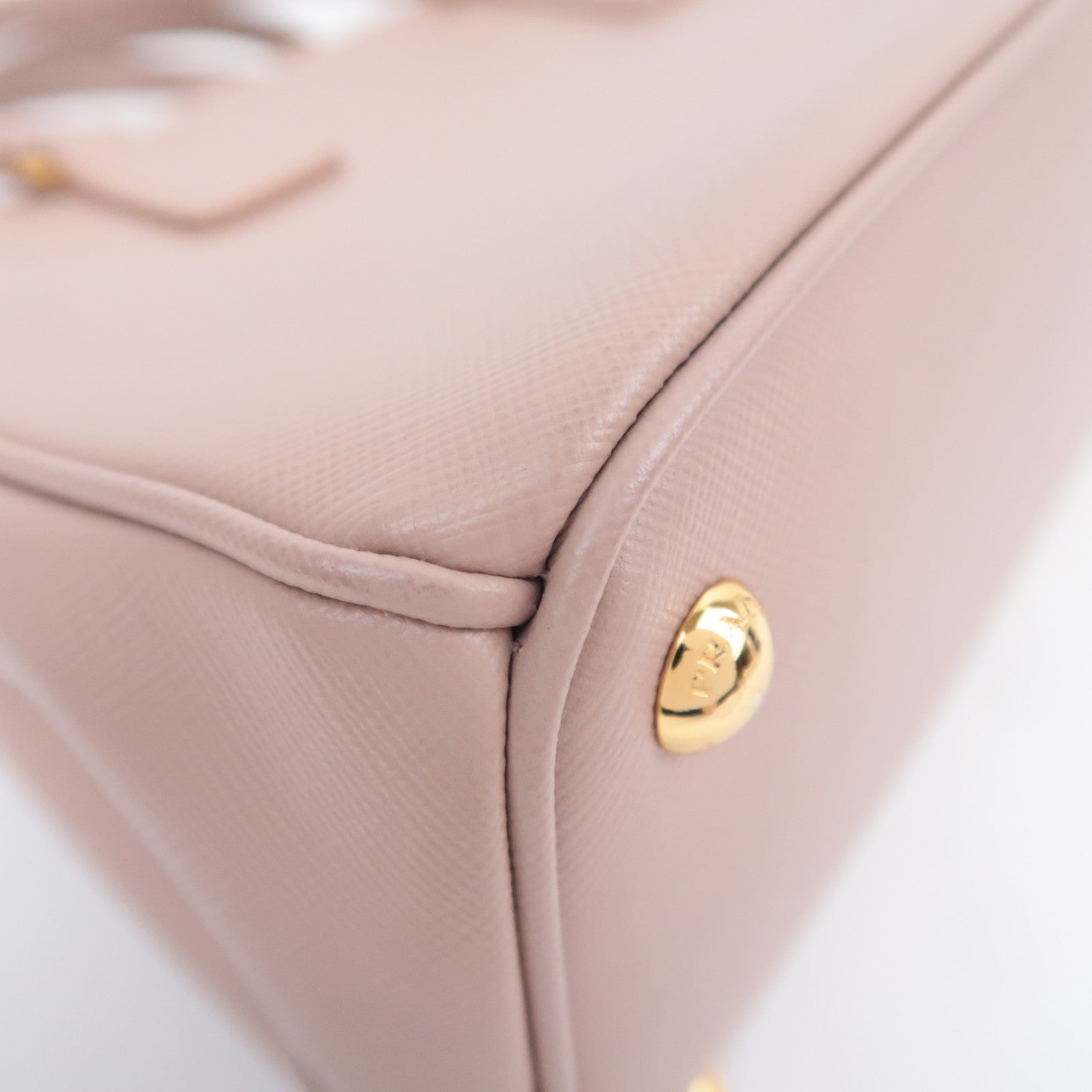PRADA Galleria Saffiano 2Way Leather Handbag Pink Beige BN1801