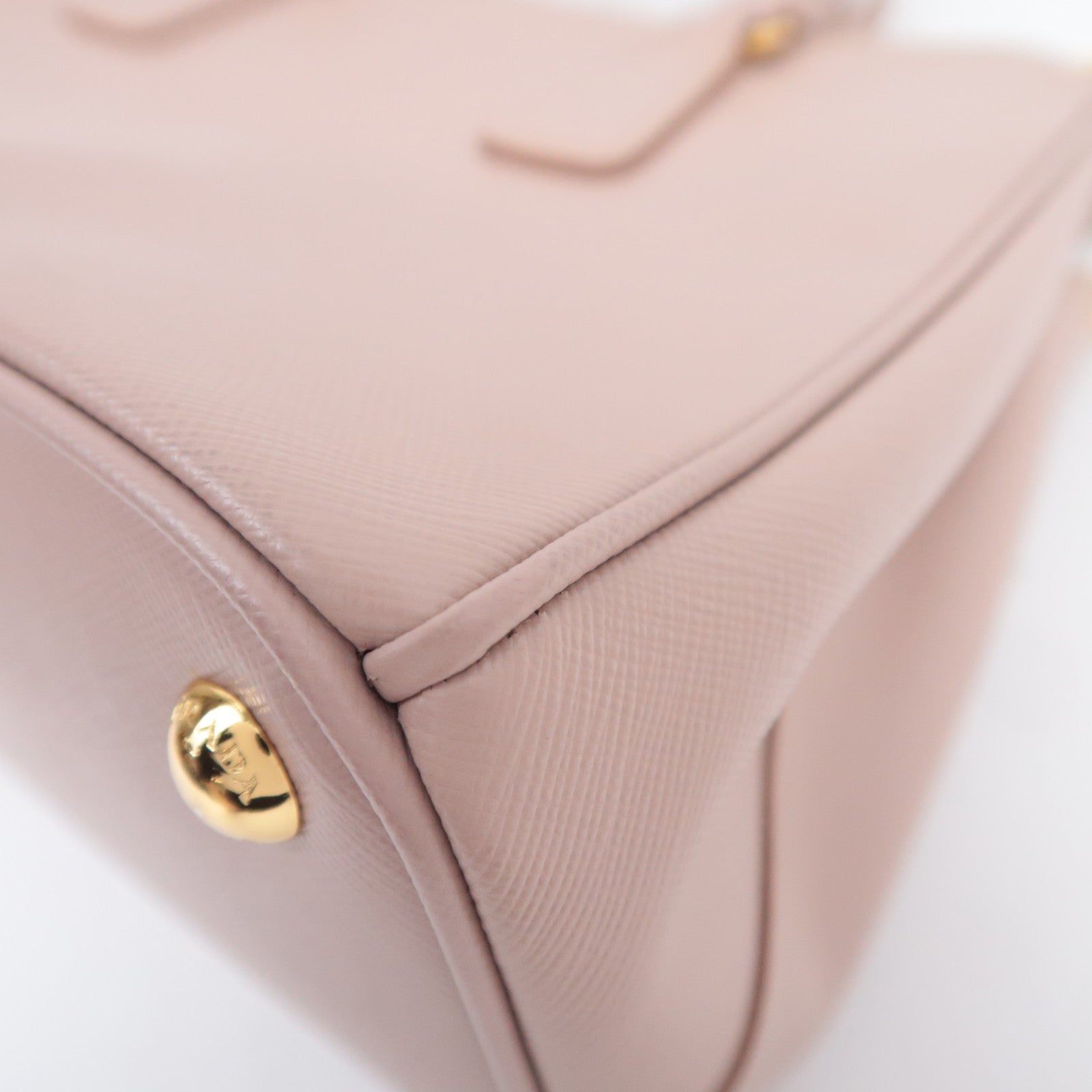 PRADA Galleria Saffiano 2Way Leather Handbag Pink Beige BN1801