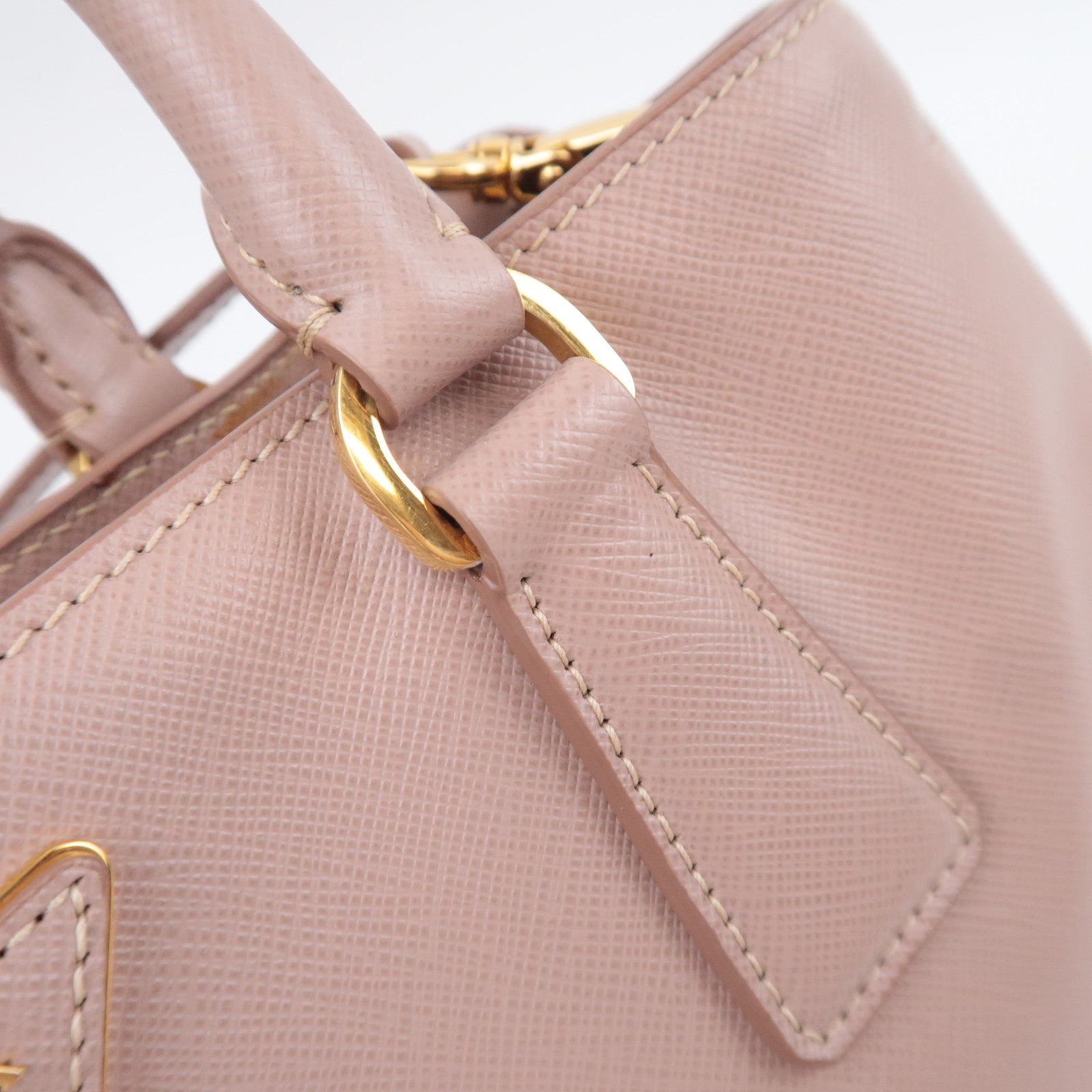 PRADA Galleria Saffiano 2Way Handbag Pink Beige