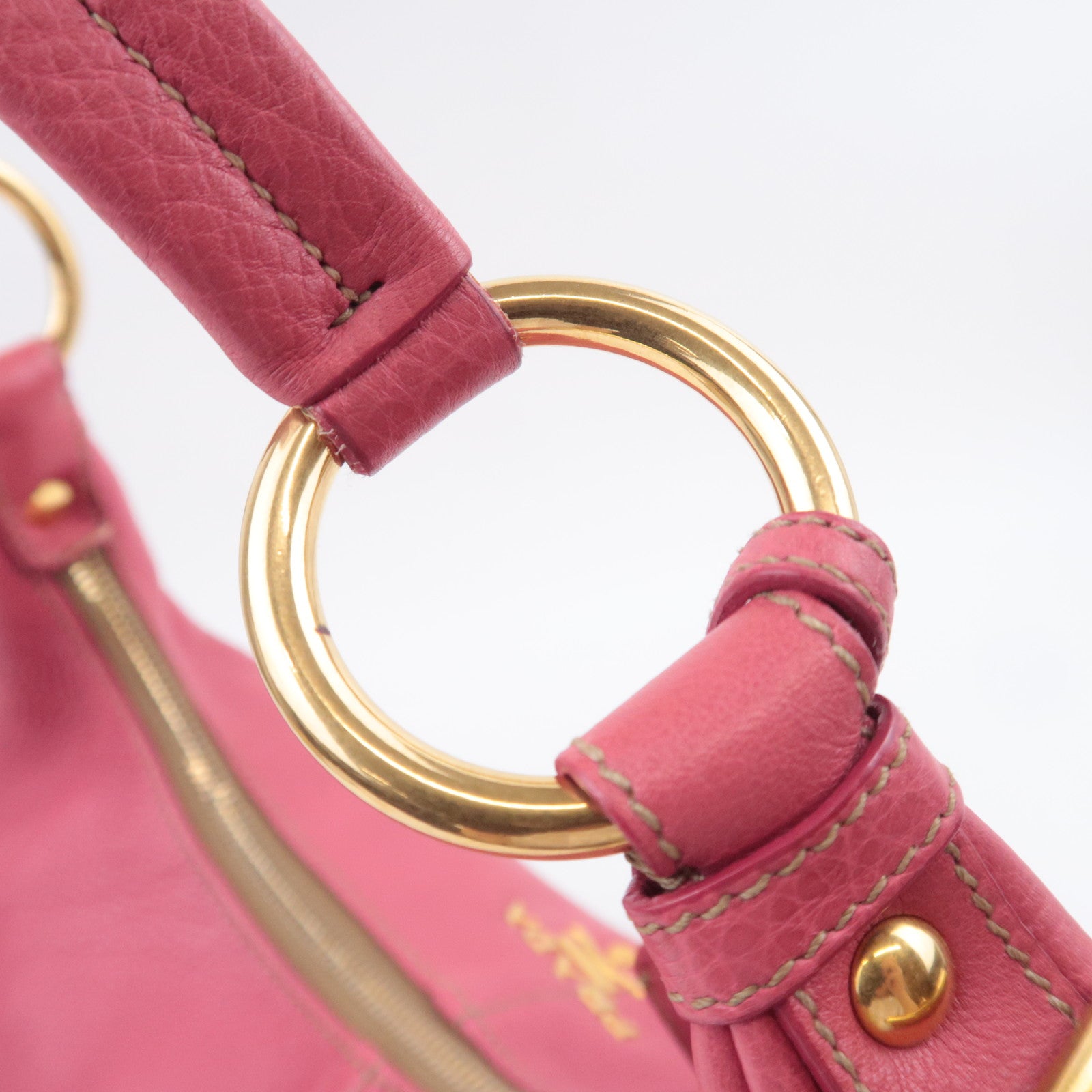 PRADA Leather Shoulder Bag Pink