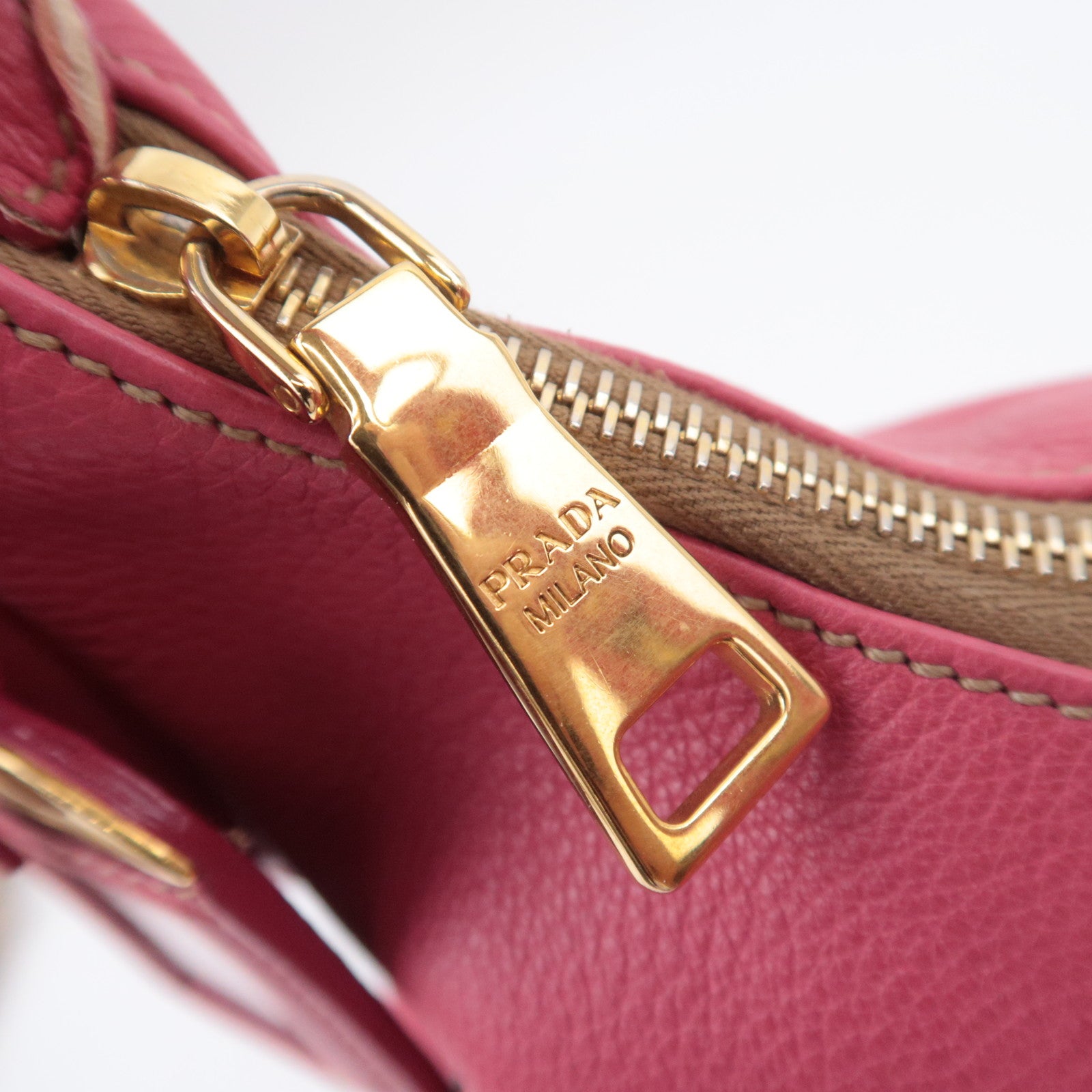 PRADA Leather Shoulder Bag Pink