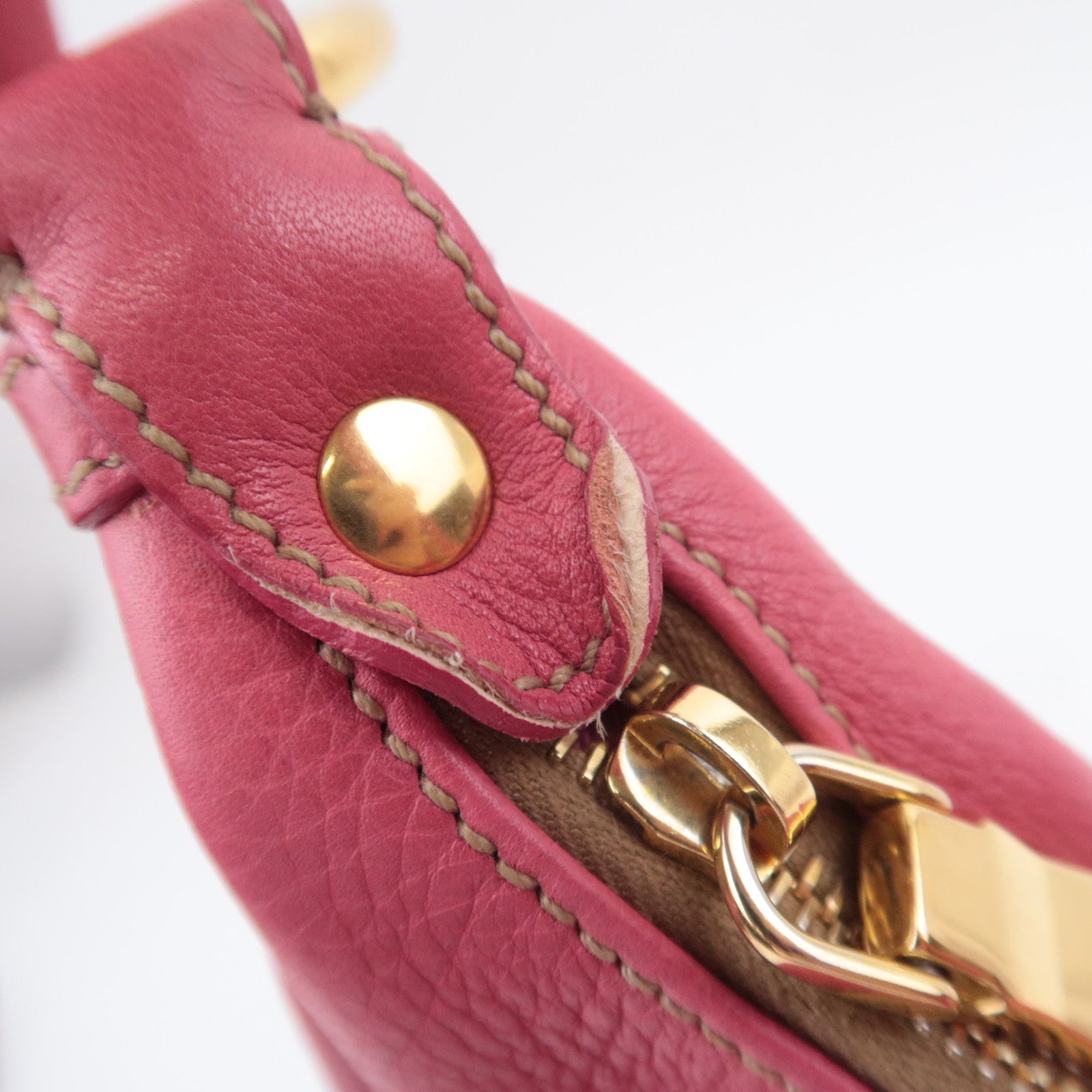 PRADA Leather Shoulder Bag Pink