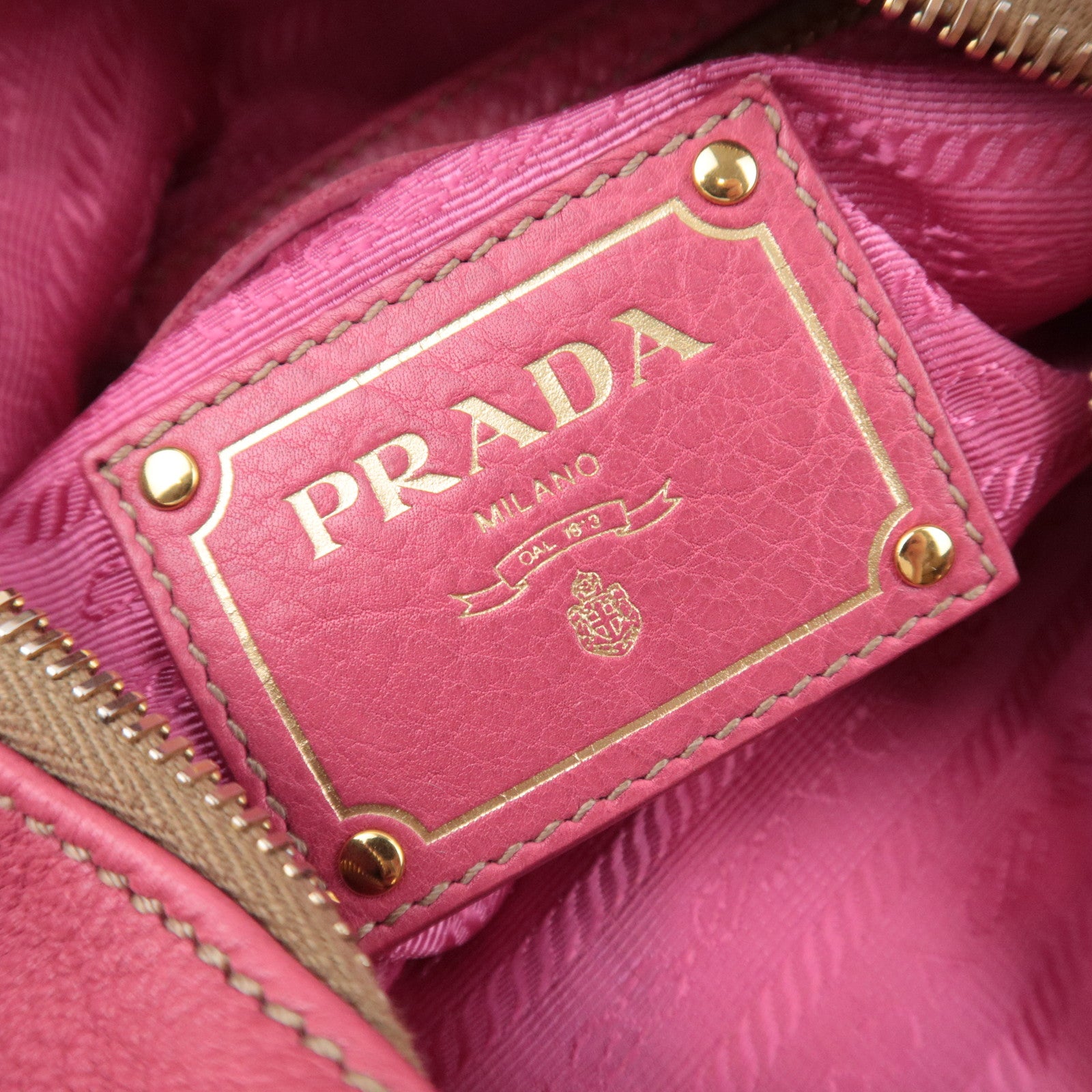 PRADA Leather Shoulder Bag Pink