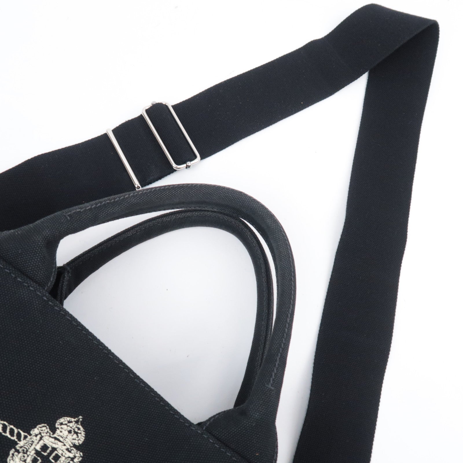 PRADA Canapa Bucket Canvas Tote Bag Black