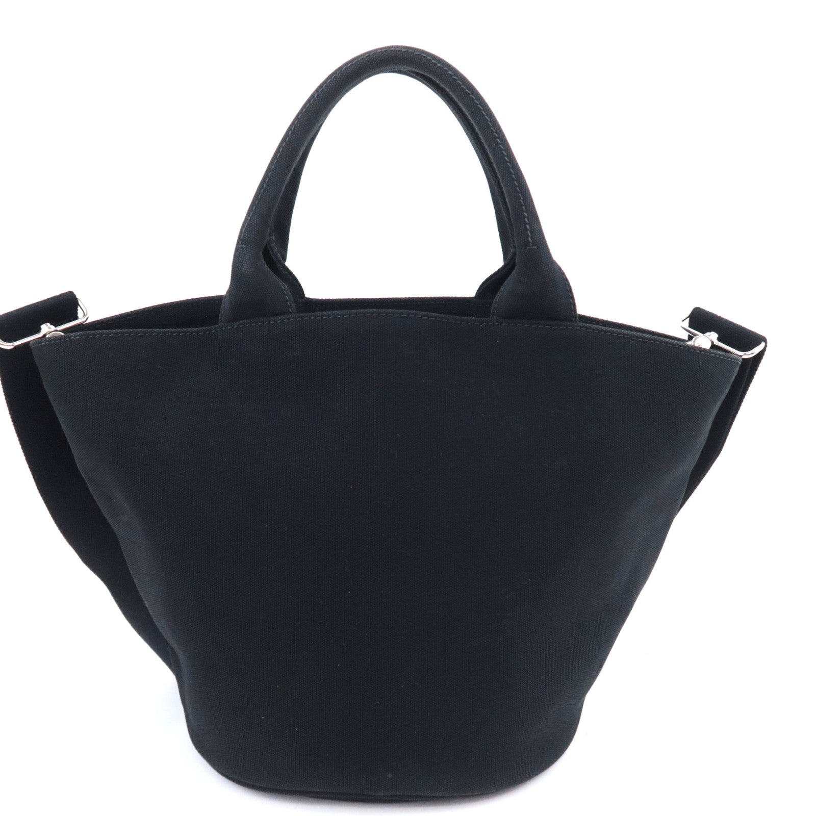 PRADA Canapa Bucket Canvas Tote Bag Black