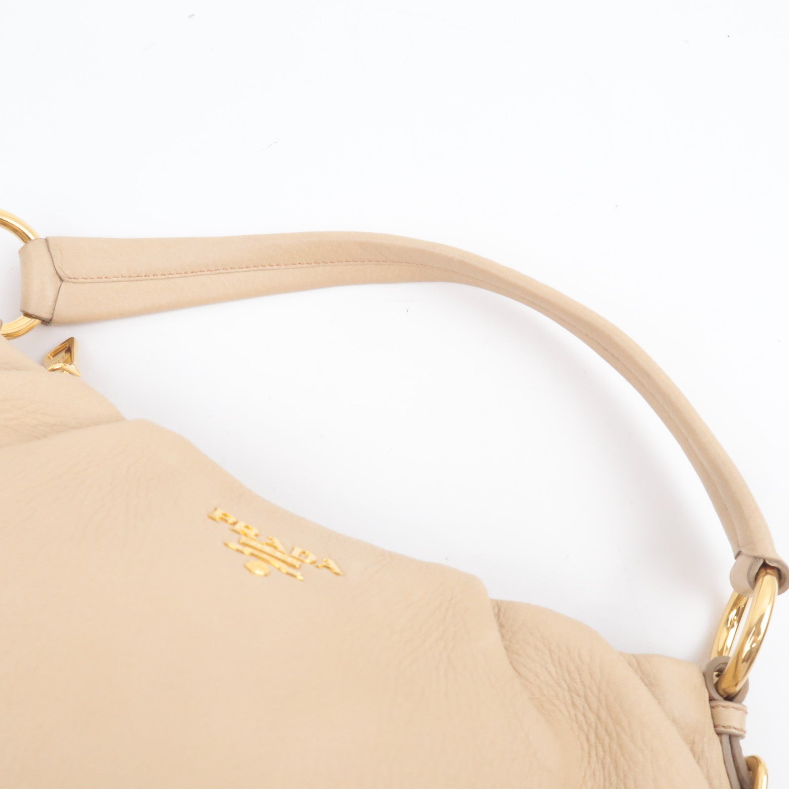 PRADA Leather Shoulder Bag Beige BR4070