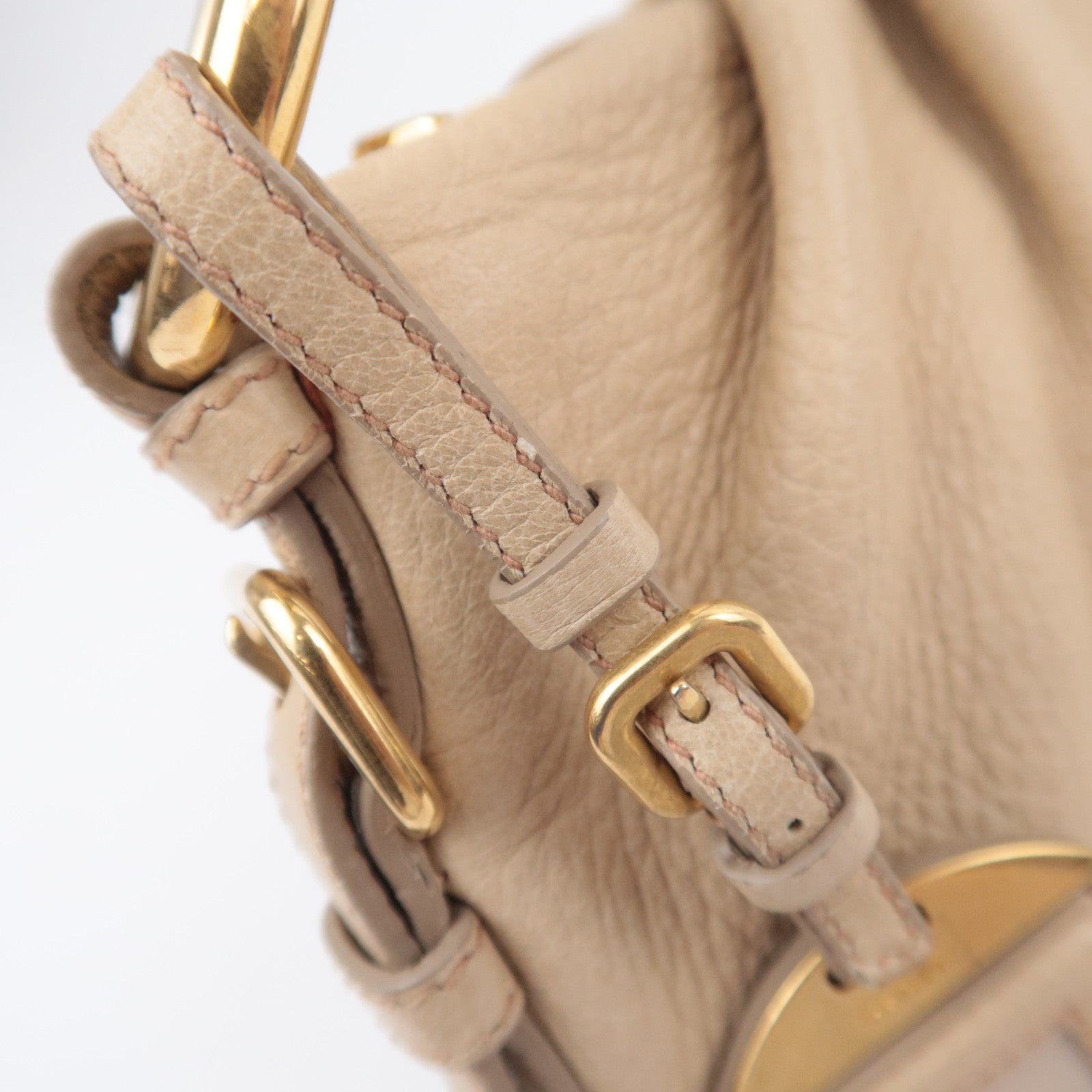 PRADA Leather Shoulder Bag Beige BR4070