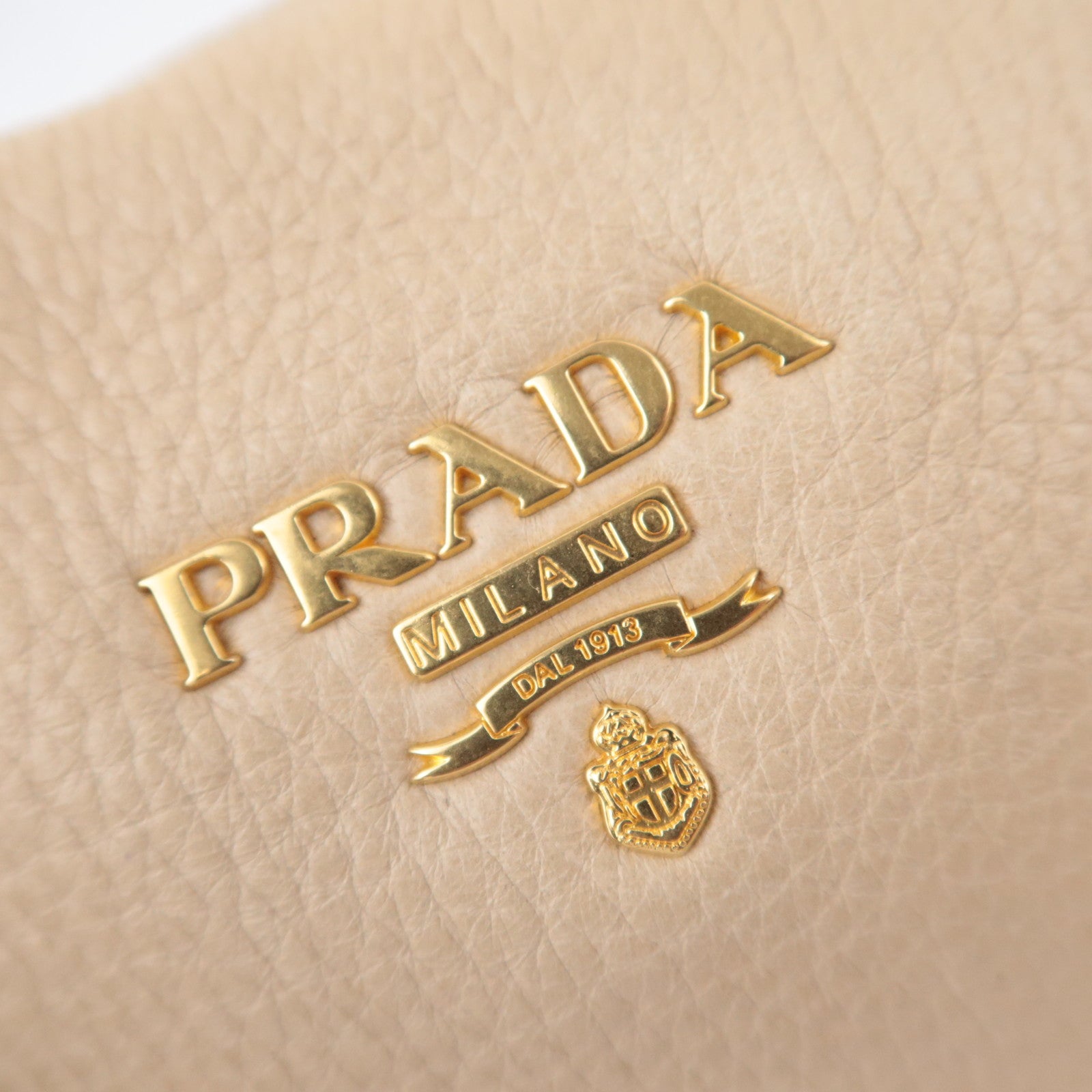 PRADA Leather Shoulder Bag Beige BR4070