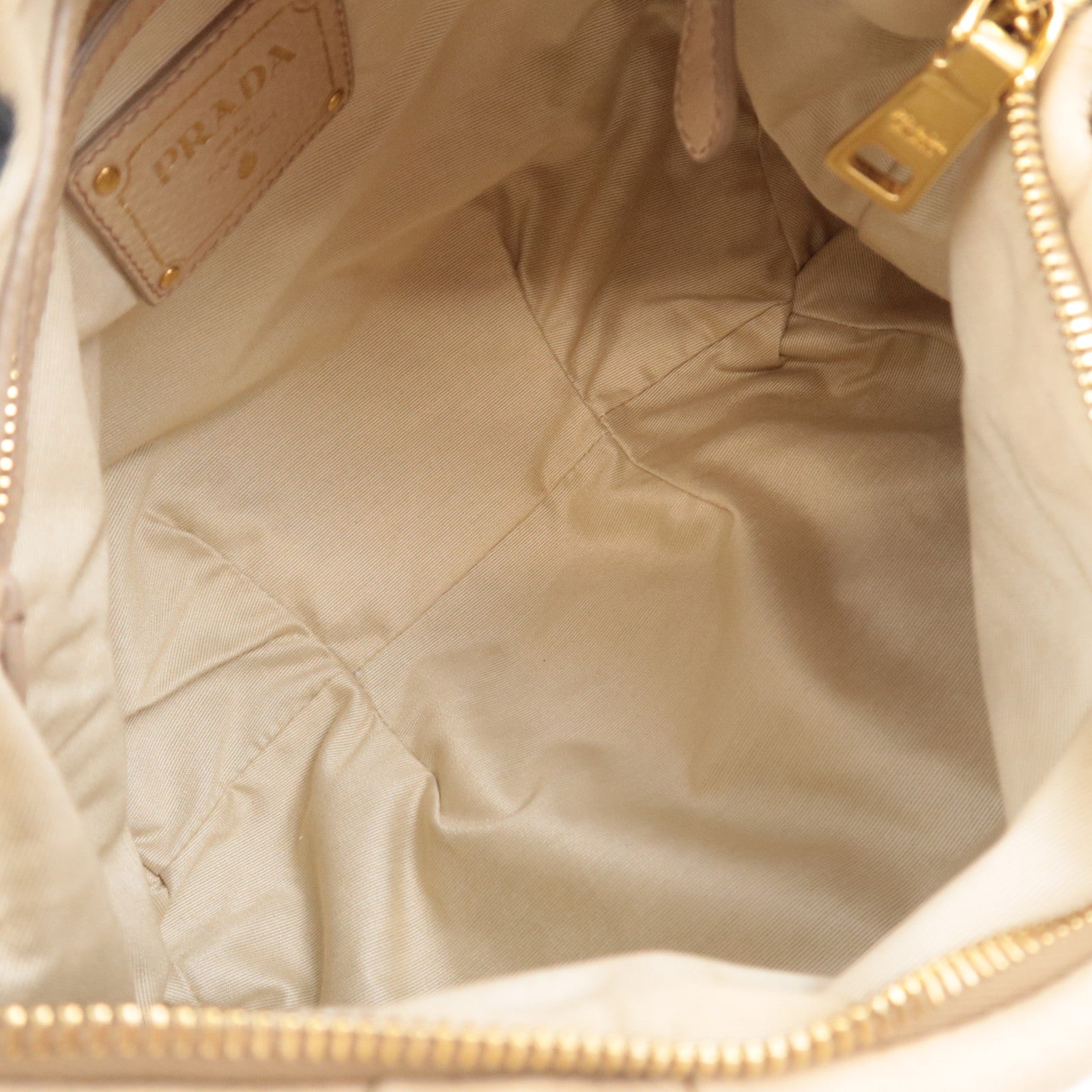 PRADA Leather Shoulder Bag Beige BR4070