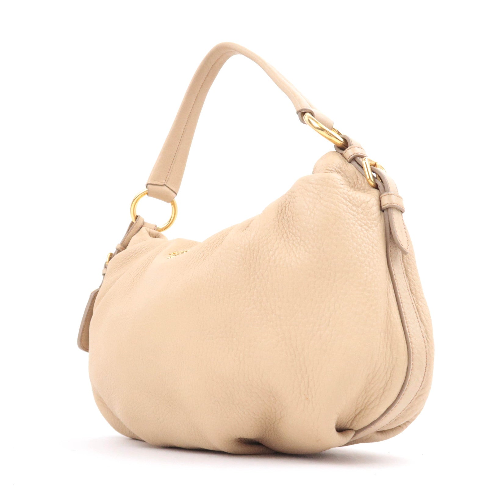 PRADA Leather Shoulder Bag Beige BR4070