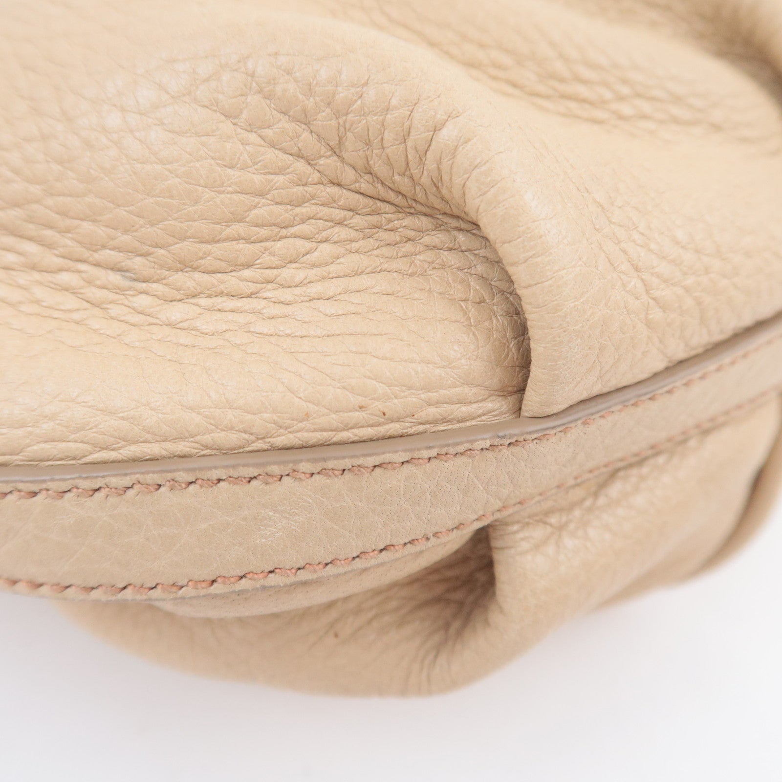 PRADA Leather Shoulder Bag Beige BR4070
