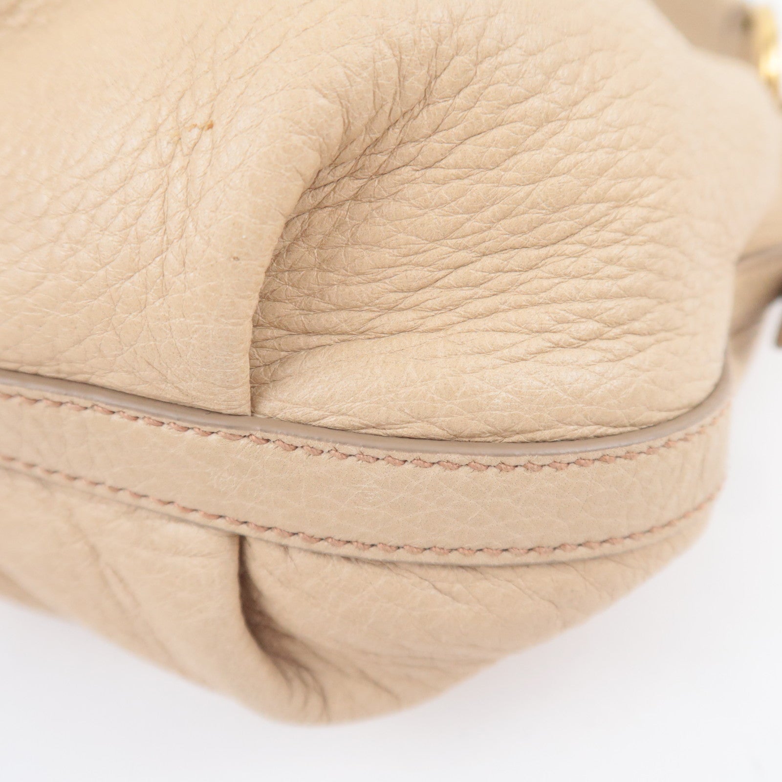 PRADA Leather Shoulder Bag Beige BR4070