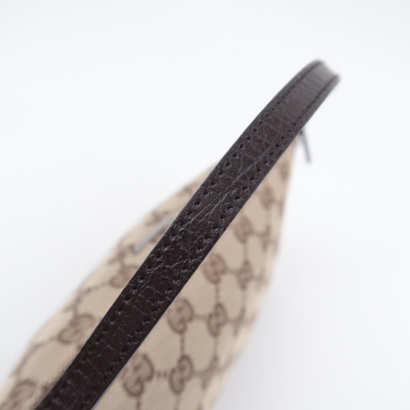GUCCI Boat Bag GG Canvas Handbag Brown 07198