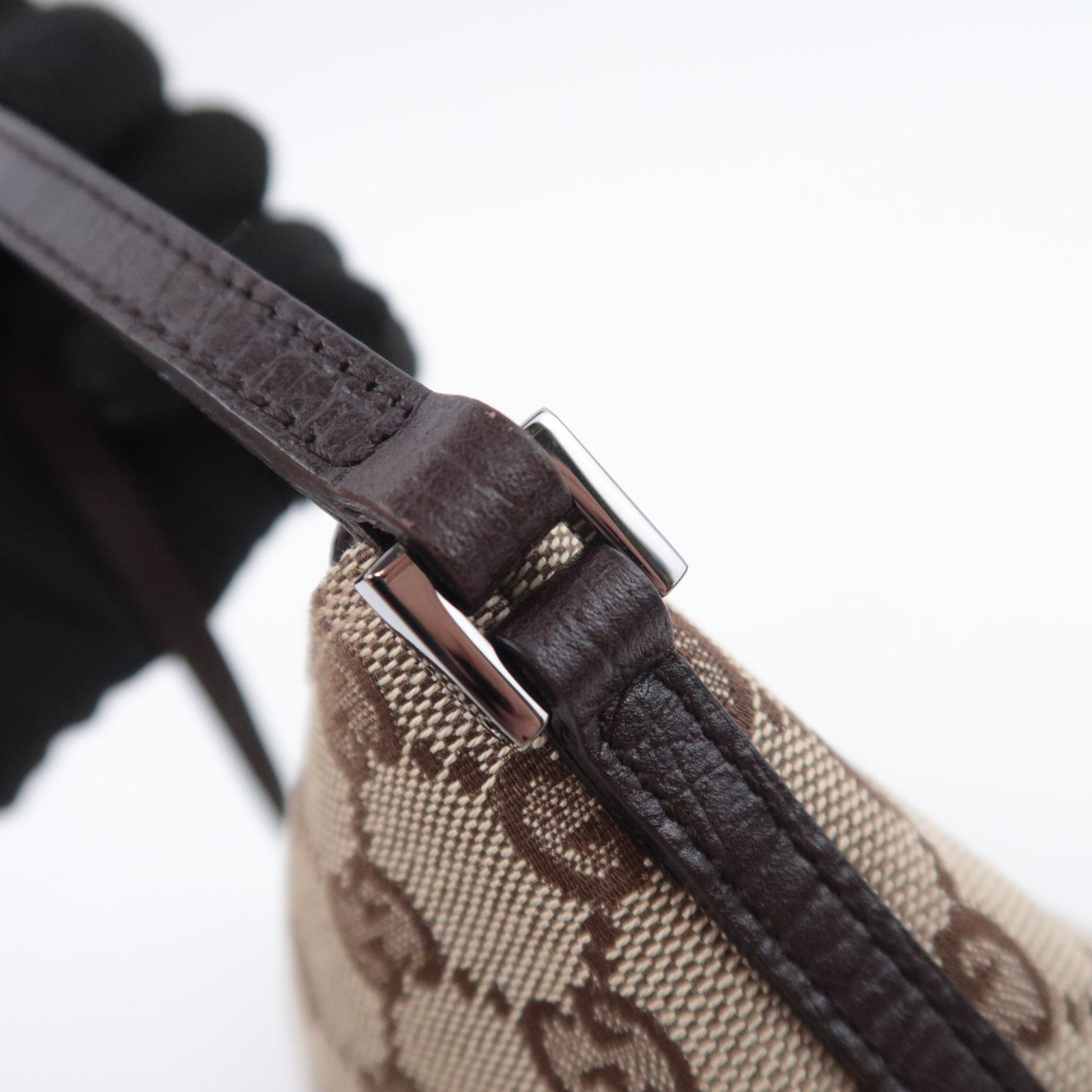 GUCCI Boat Bag GG Canvas Handbag Brown 07198