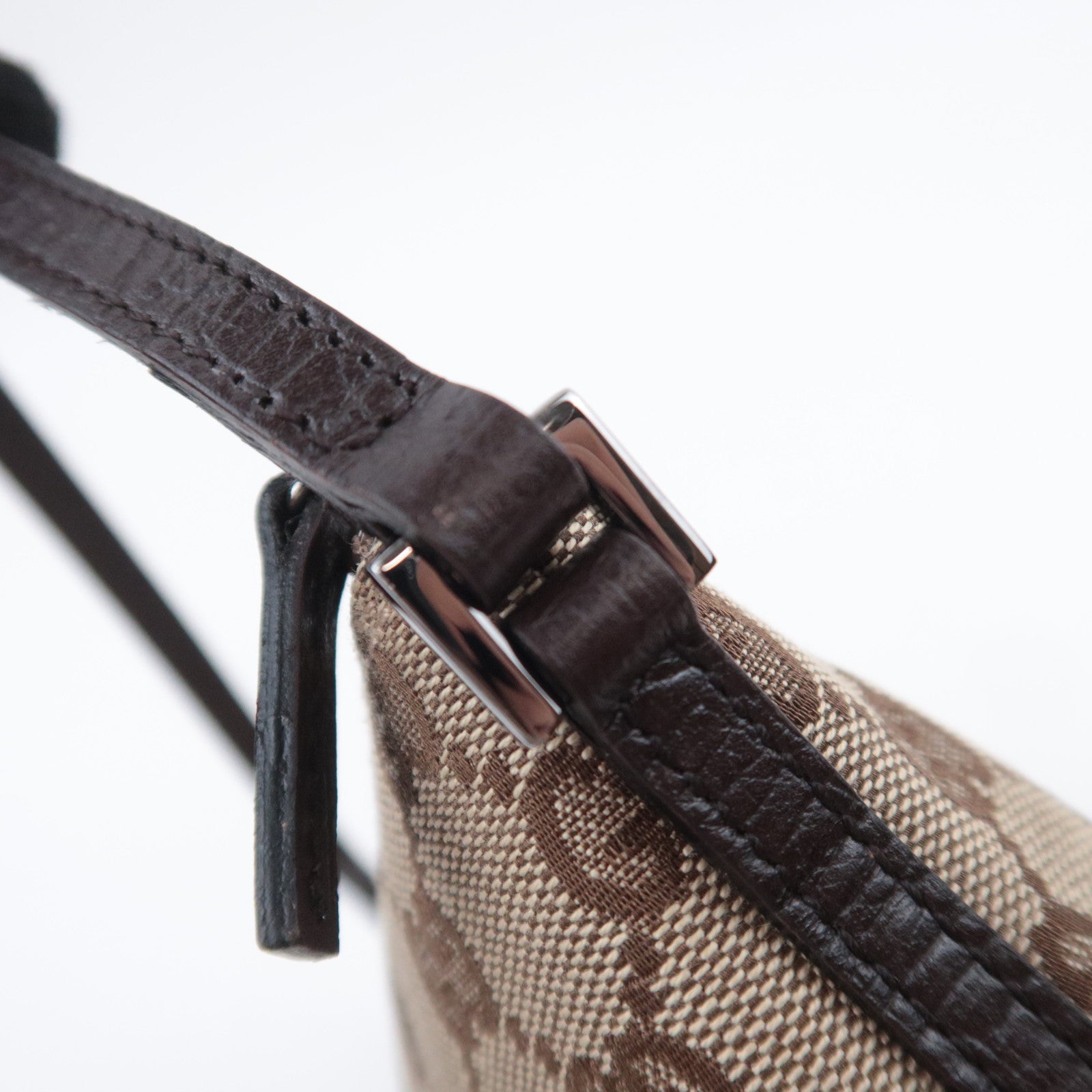 GUCCI Boat Bag GG Canvas Handbag Brown 07198