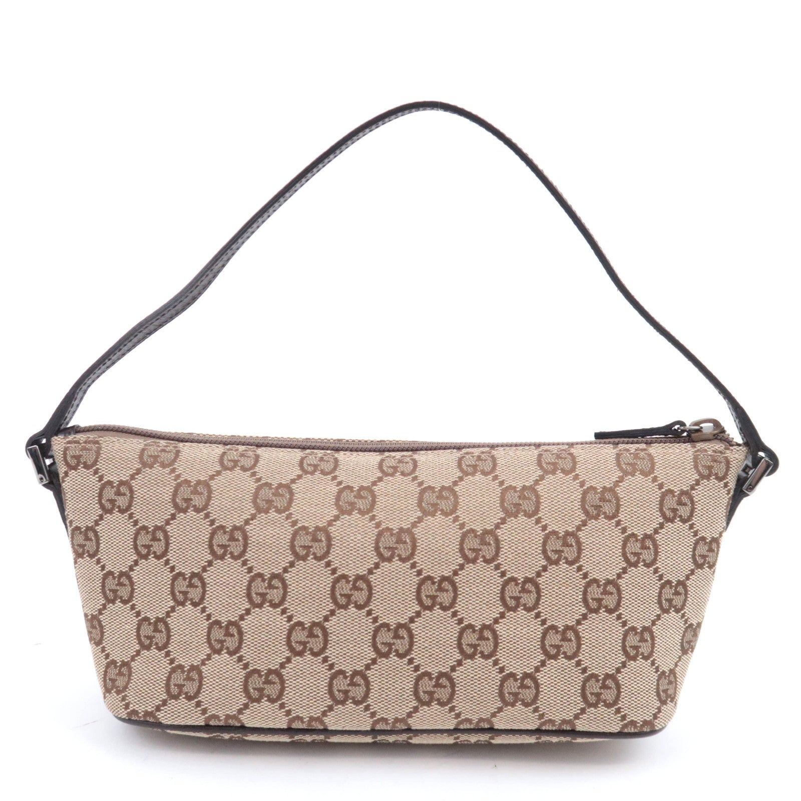 GUCCI Boat Bag GG Canvas Handbag Brown 07198