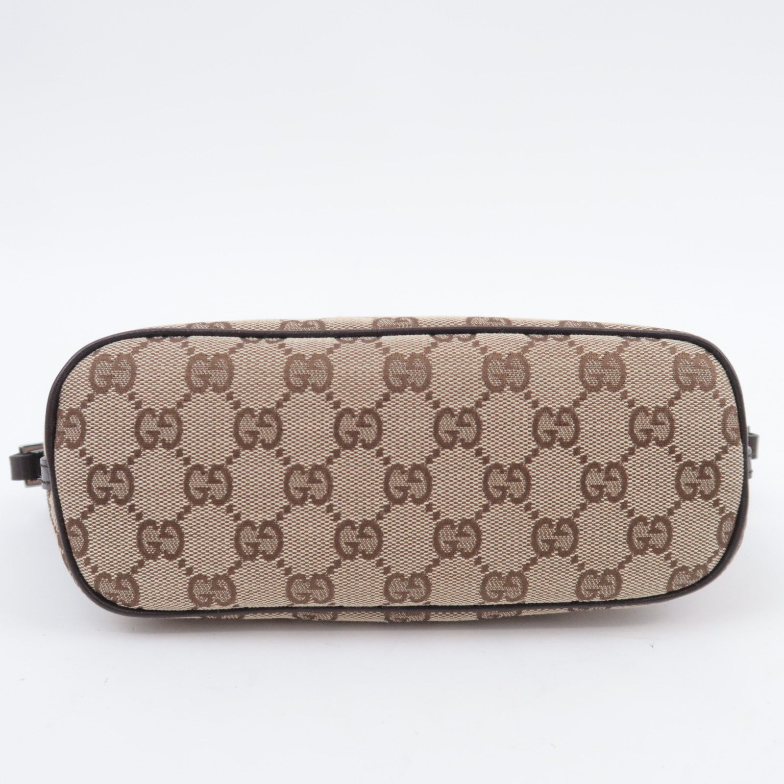 GUCCI Boat Bag GG Canvas Handbag Brown 07198