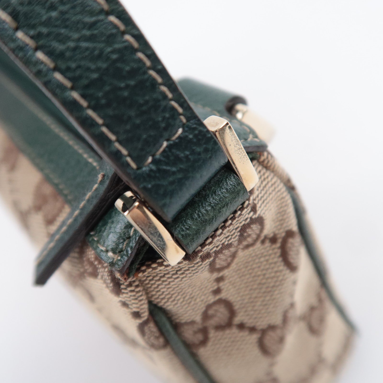 GUCCI Abby GG Canvas Handbag Beige Green 145750
