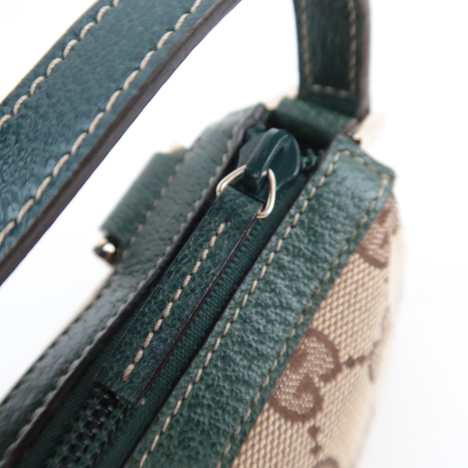 GUCCI Abby GG Canvas Handbag Beige Green 145750