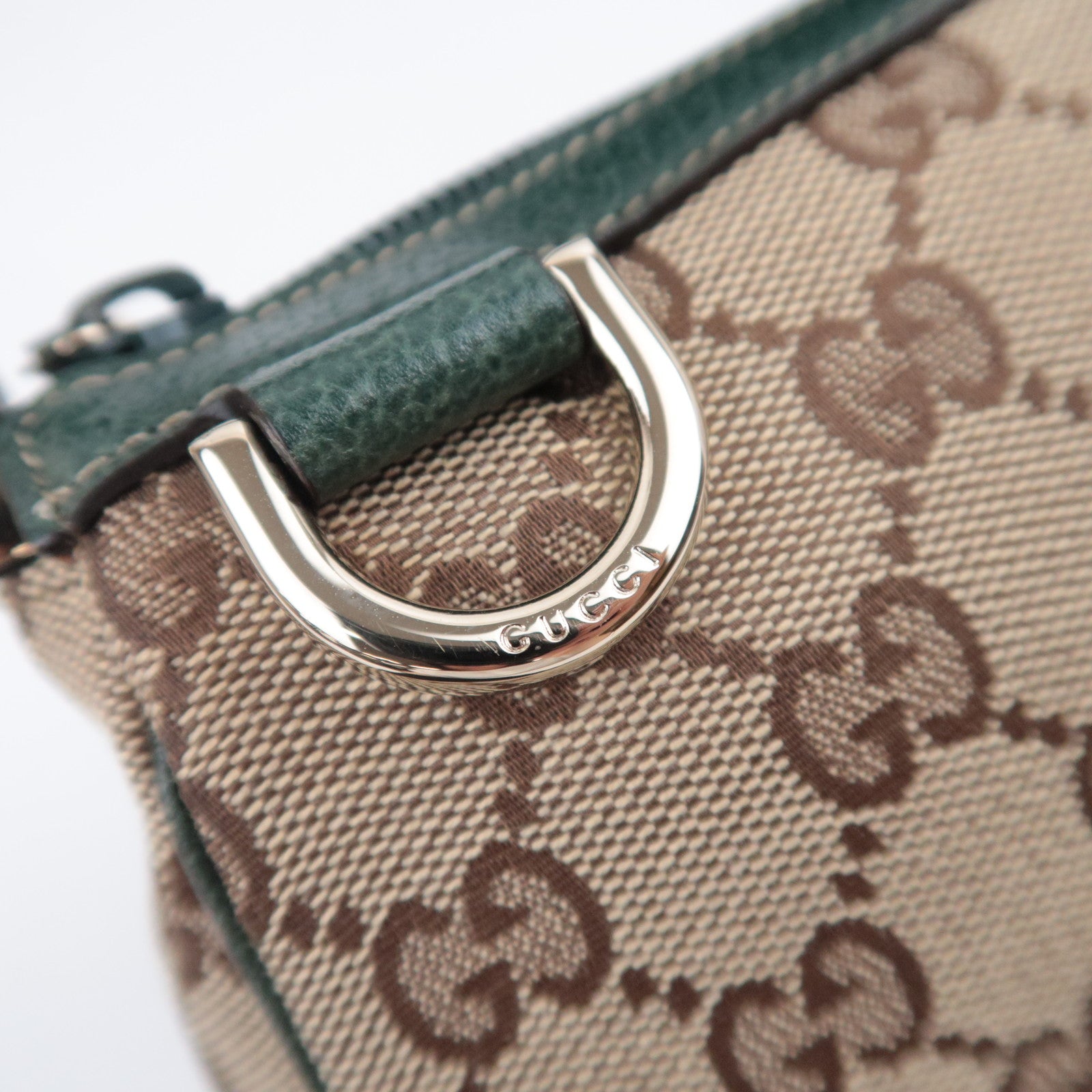 GUCCI Abby GG Canvas Handbag Beige Green 145750
