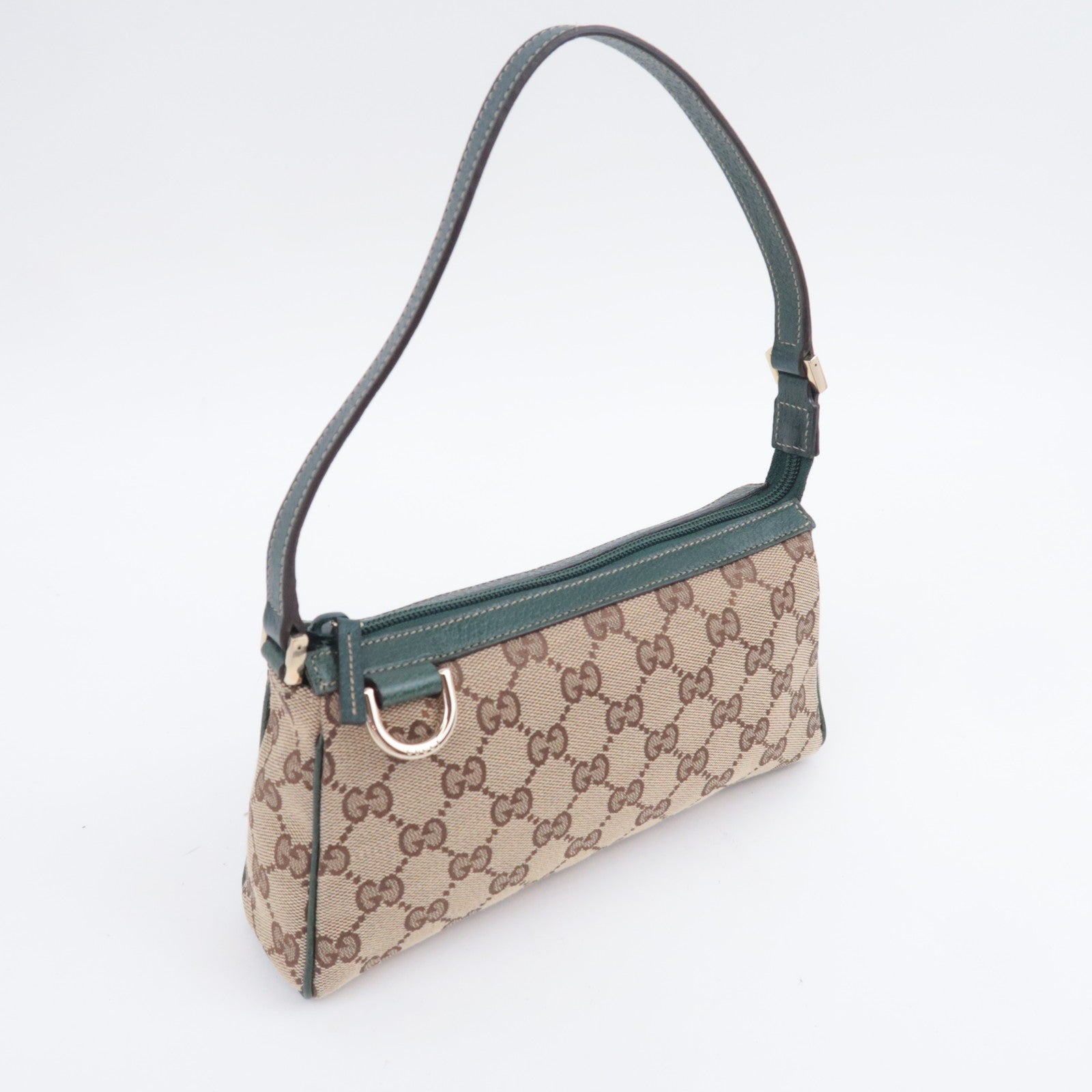 GUCCI Abby GG Canvas Handbag Beige Green 145750