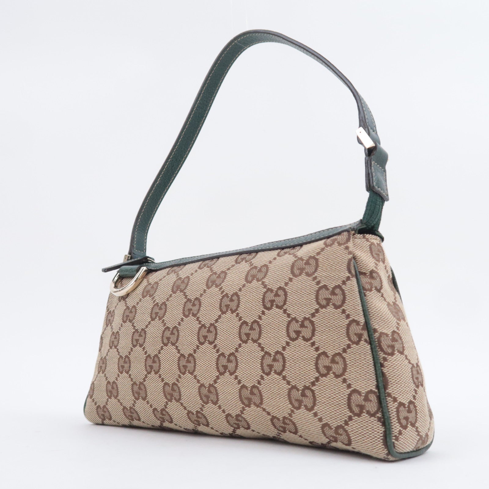 GUCCI Abby GG Canvas Handbag Beige Green 145750