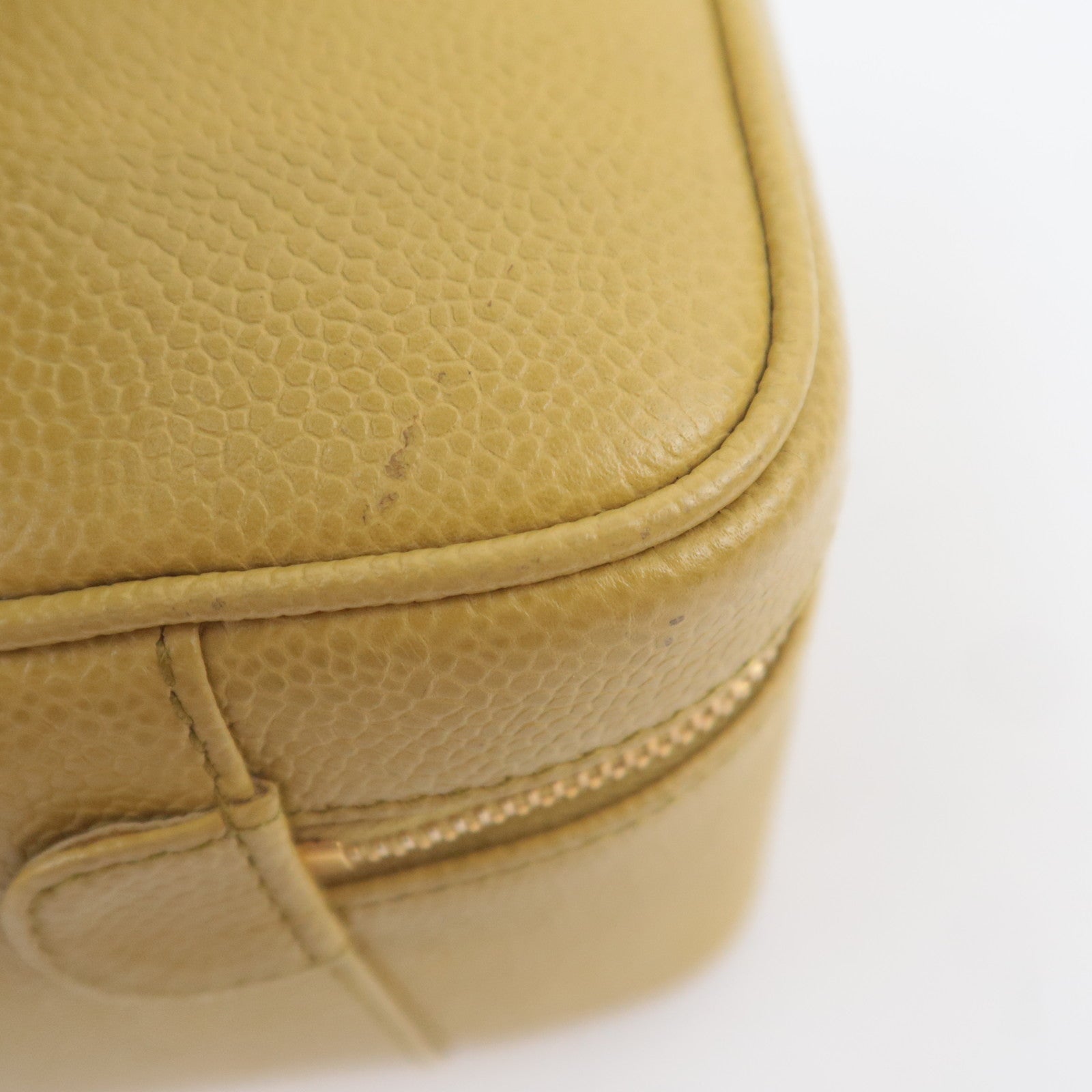 CHANEL Coco Mark Vanity Bag Caviarskin Lime Green Gold HDW