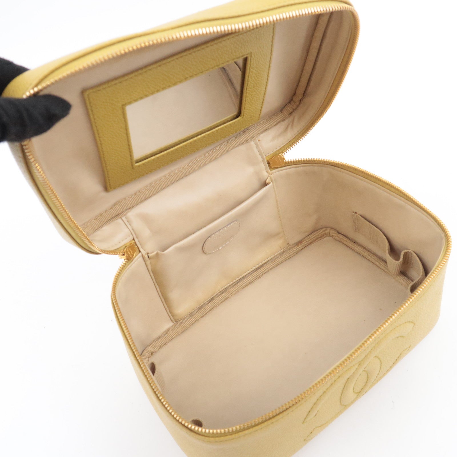 CHANEL Coco Mark Vanity Bag Caviarskin Lime Green Gold HDW