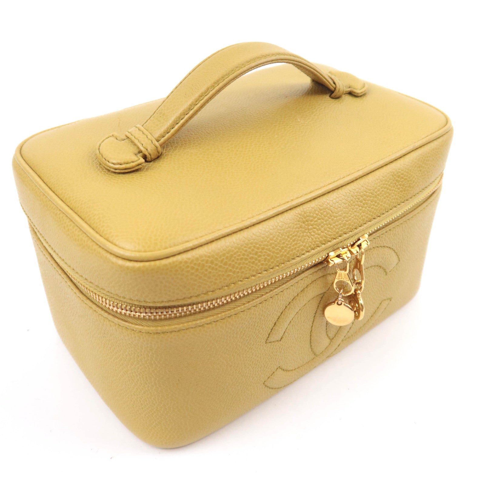 CHANEL Coco Mark Vanity Bag Caviarskin Lime Green Gold HDW