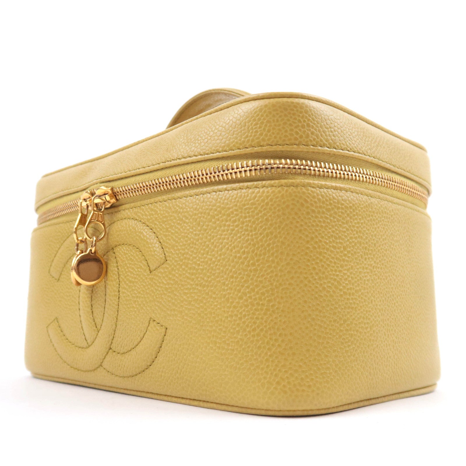 CHANEL Coco Mark Vanity Bag Caviarskin Lime Green Gold HDW