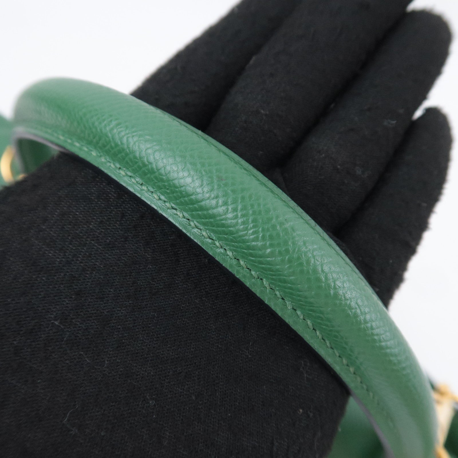 HERMES Kelly 32 □D Stamp (2000) Courchevel Green