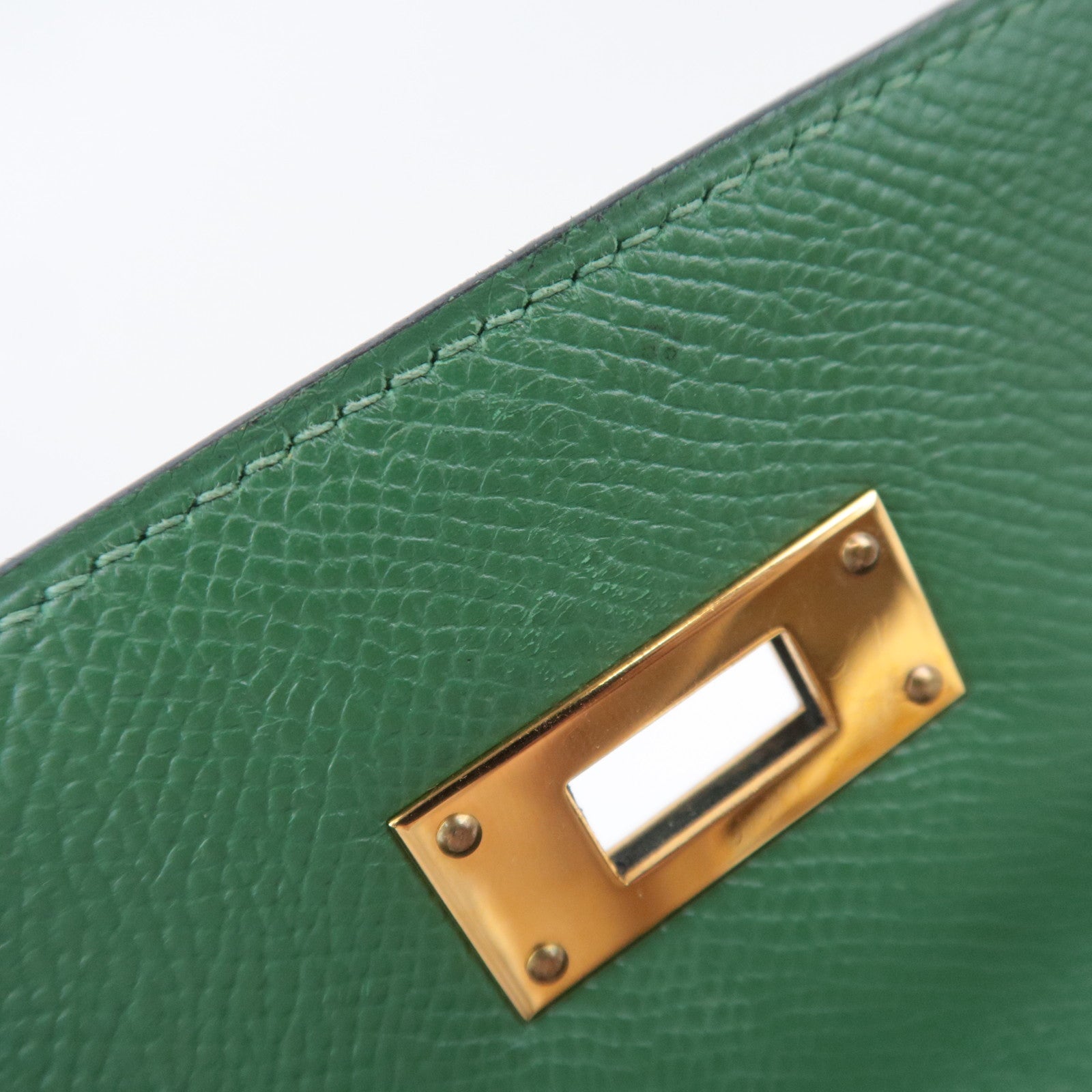 HERMES Kelly 32 □D Stamp (2000) Courchevel Green