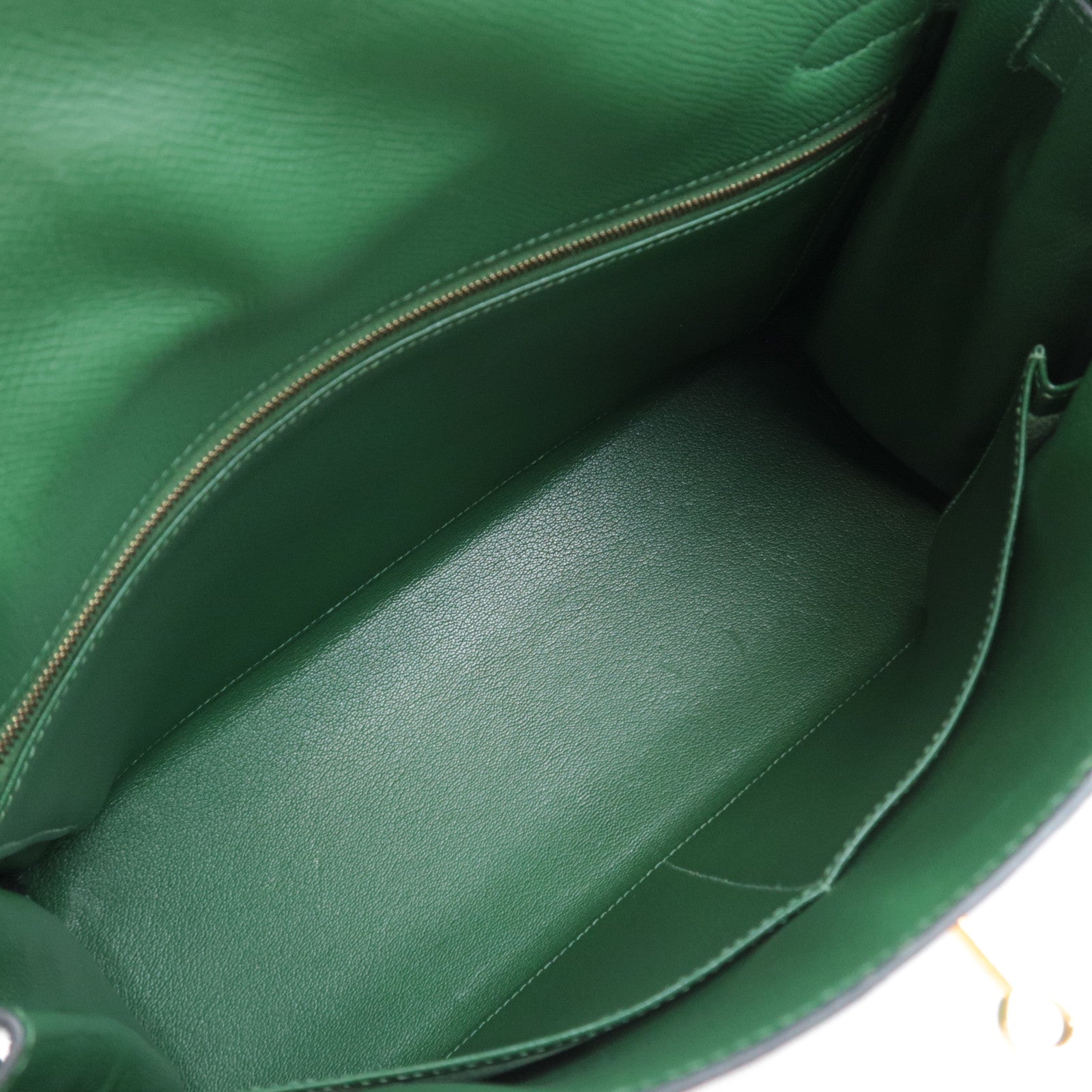 HERMES Kelly 32 □D Stamp (2000) Courchevel Green