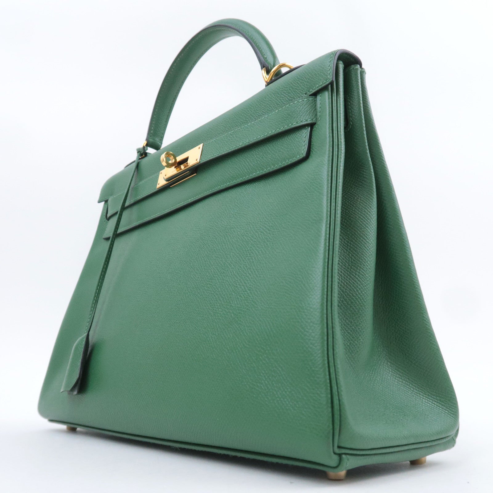 HERMES Kelly 32 □D Stamp (2000) Courchevel Green