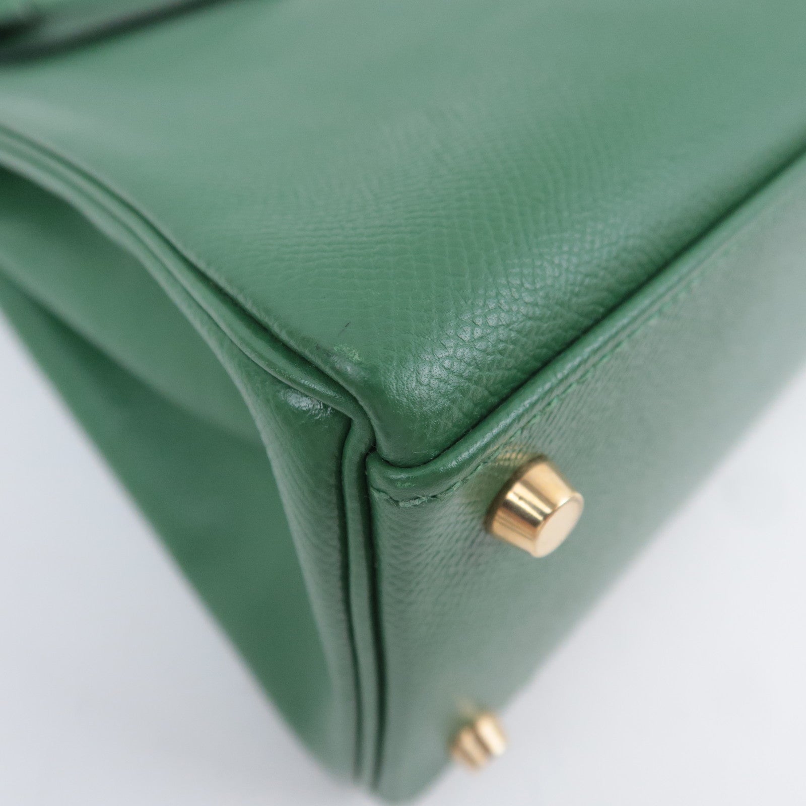 HERMES Kelly 32 □D Stamp (2000) Courchevel Green